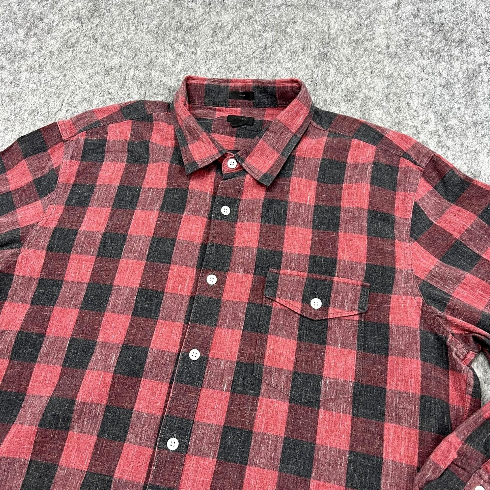 J.Crew J Crew Shirt Mens XL Red Black Buffalo Plaid Flannel Button Down Slim Fit Size US XL / EU 56 / 4 - 4 Thumbnail