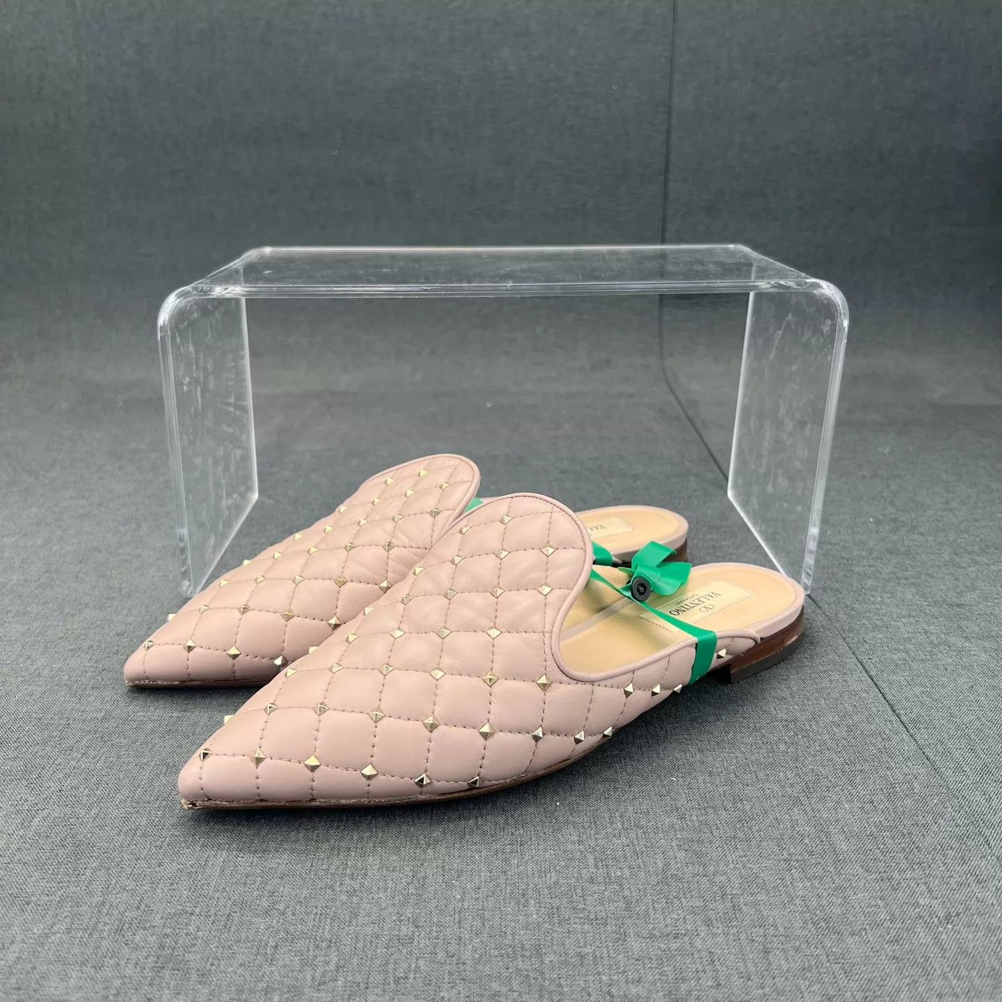 Valentino Valentino Nude Studded Quilted Pointed Mule 38.5 Boxed New Size US 8 / IT 38 - 1 Thumbnail