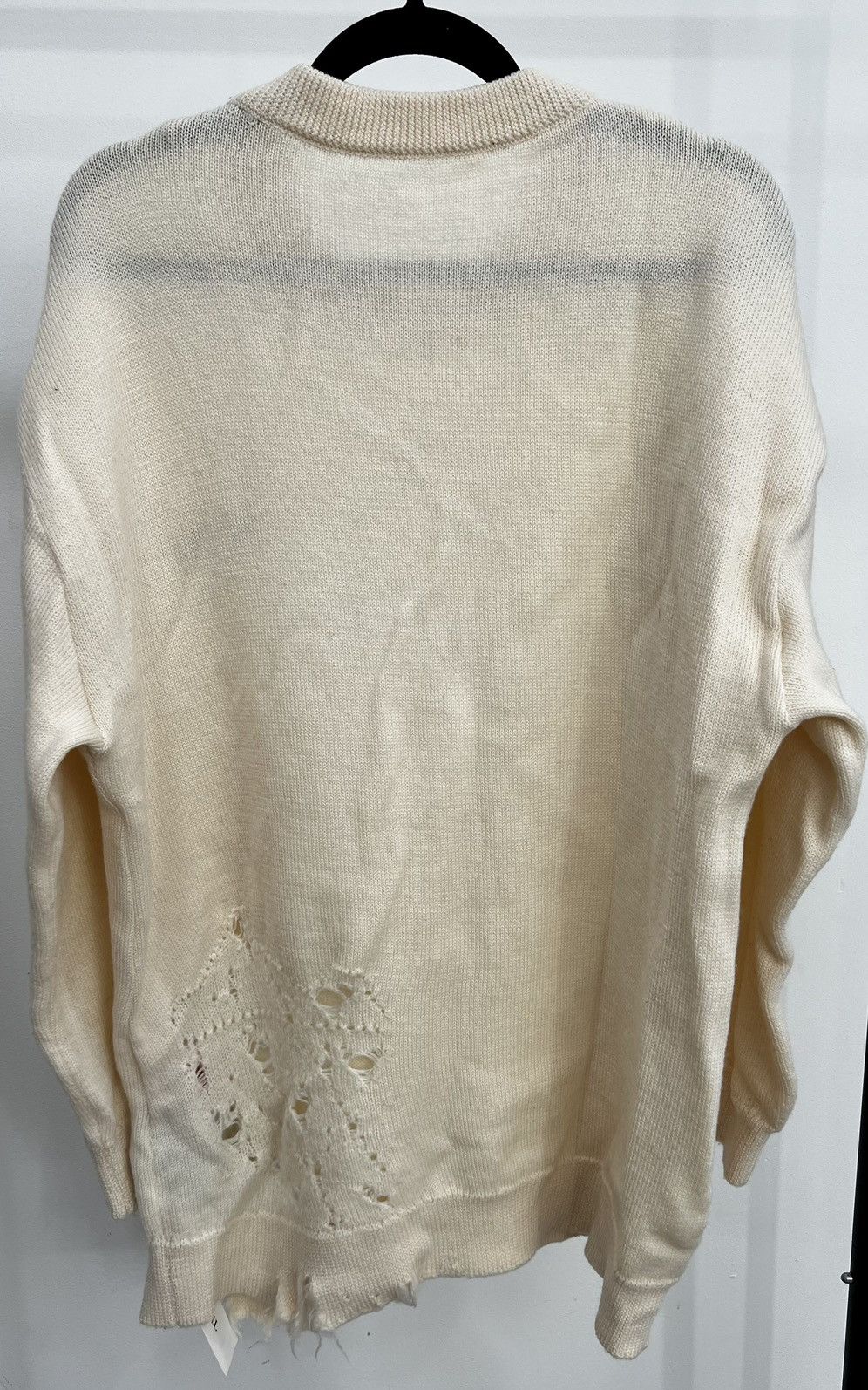 Heron Preston Heron Preston Shredded Knit Crew Sweat in White/Black Size US XL / EU 56 / 4 - 2 Thumbnail