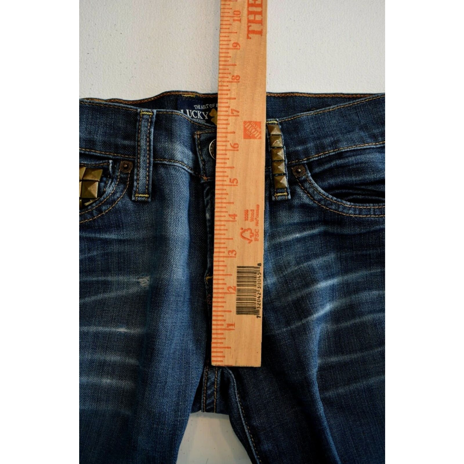 Lucky Brand Lucky Brand Charlie Skinny Jeans Womens 28x33 Slim Denim Blue Studded Distressed 00/24 Size 28" / US 6 / IT 42 - 5 Thumbnail