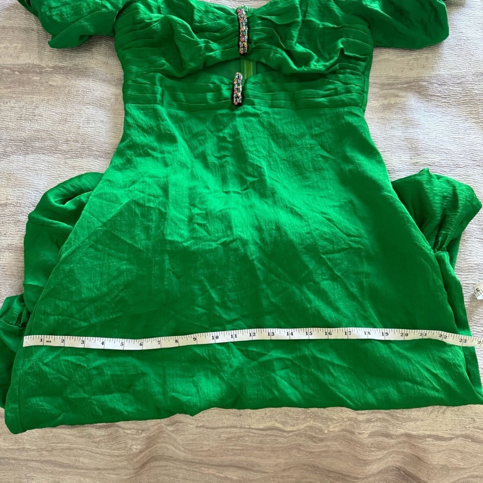 Sandro NWT! Sandro Elegant Green Puff Sleeve Dress, Size 40 Size M / US 6-8 / IT 42-44 - 13 Thumbnail