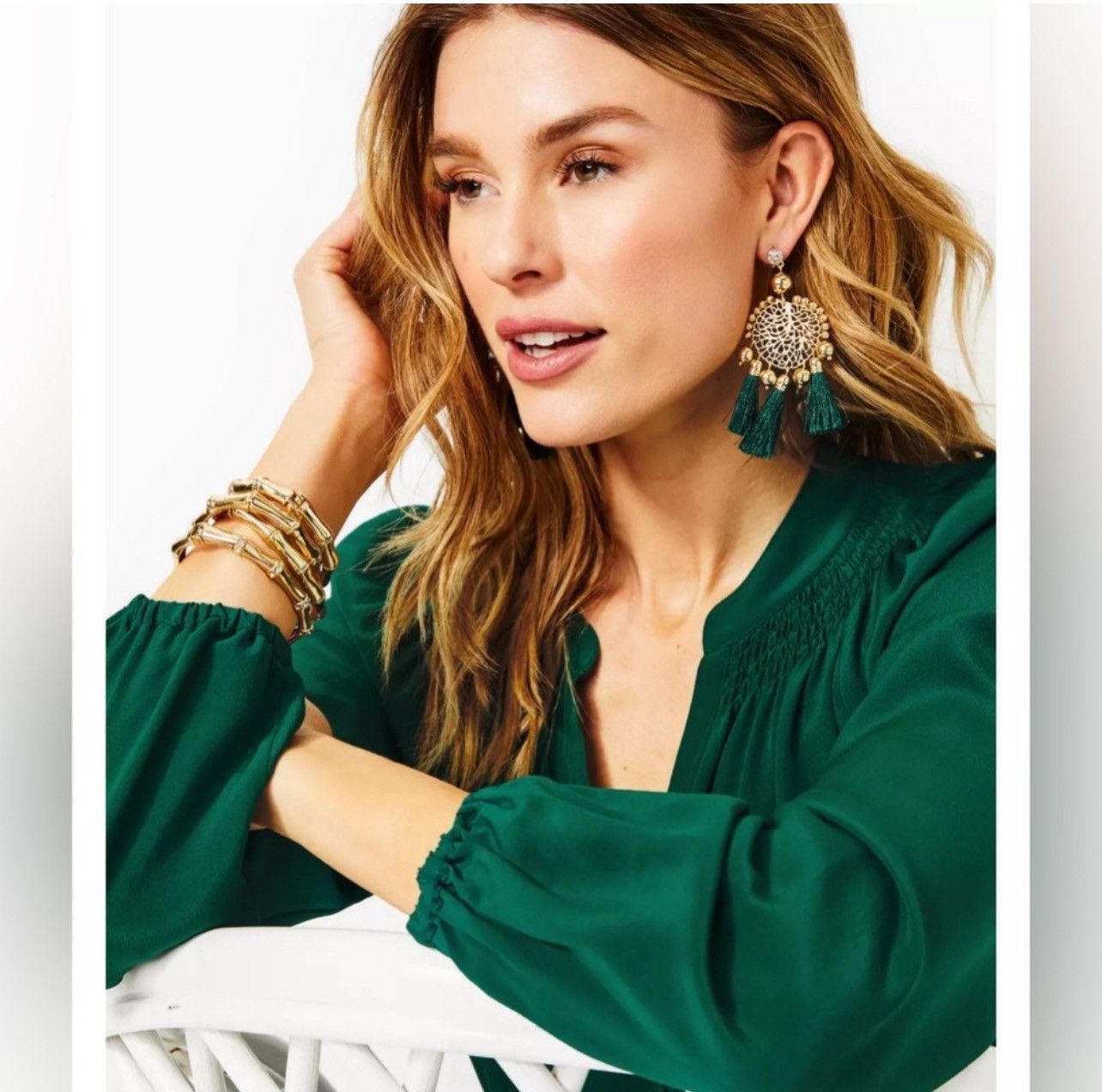 Lilly Pulitzer Lilly Pulitzer Sea Dreamer Statement Tassel Earrings Green Size ONE SIZE - 1 Thumbnail