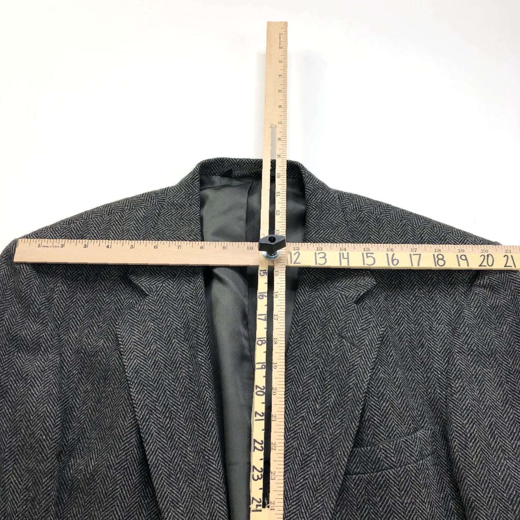 Lands' End Lands' End Lambswool Herringbone 46 R Sport Coat Jacket Black Gray S Size US S / EU 44-46 / 1 - 4 Thumbnail