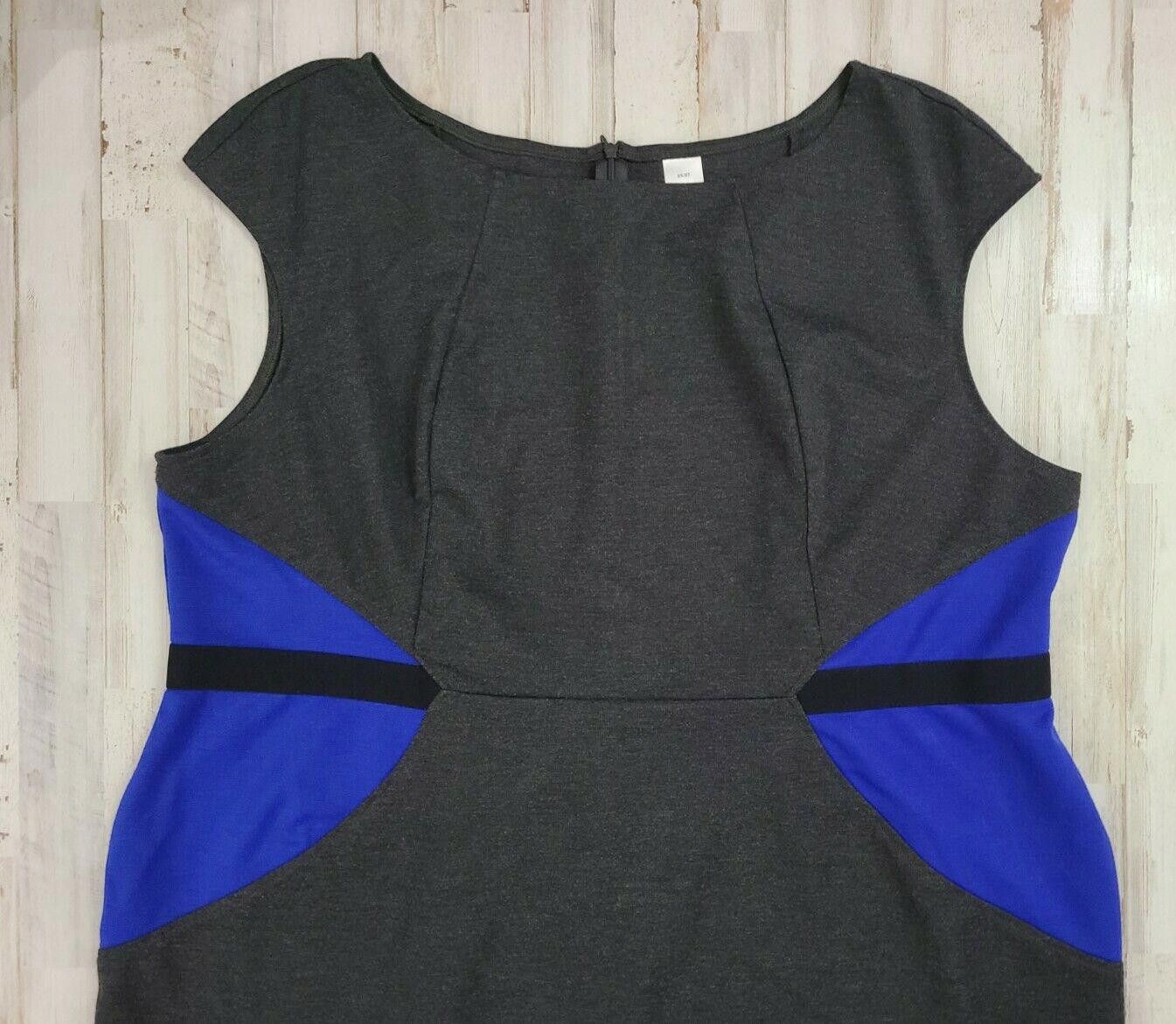 Designer Womens Dress 3x Career Sheath Color block Gray Blue Size 3XL / US 20-22 - 2 Thumbnail