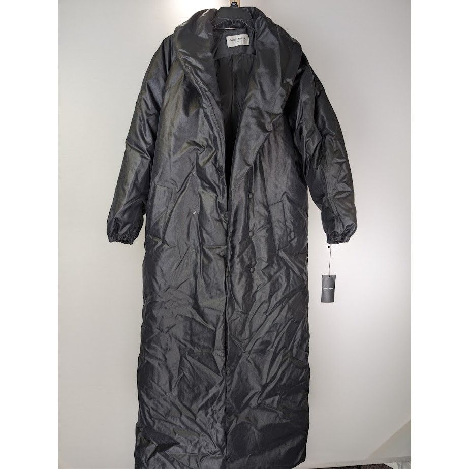 Saint Laurent Paris o1rshd1 Canvas Tech Maxi Coat in Black Size US M / EU 48-50 / 2 - 13 Thumbnail