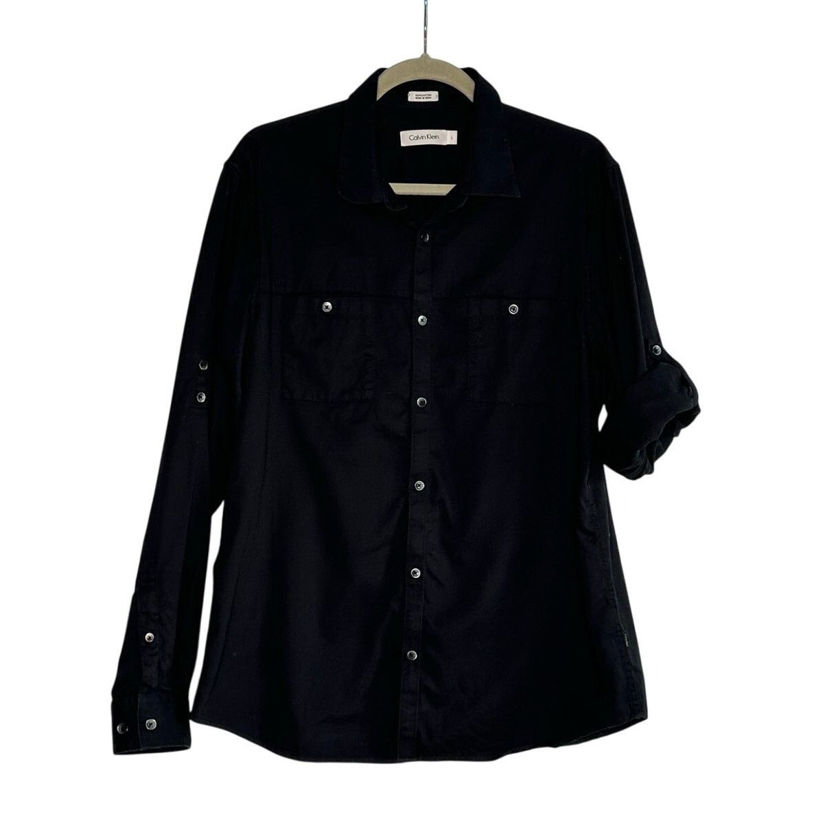 Calvin Klein Calvin Klein black button roll tab sleeves shirt size large Size US L / EU 52-54 / 3 - 10 Thumbnail