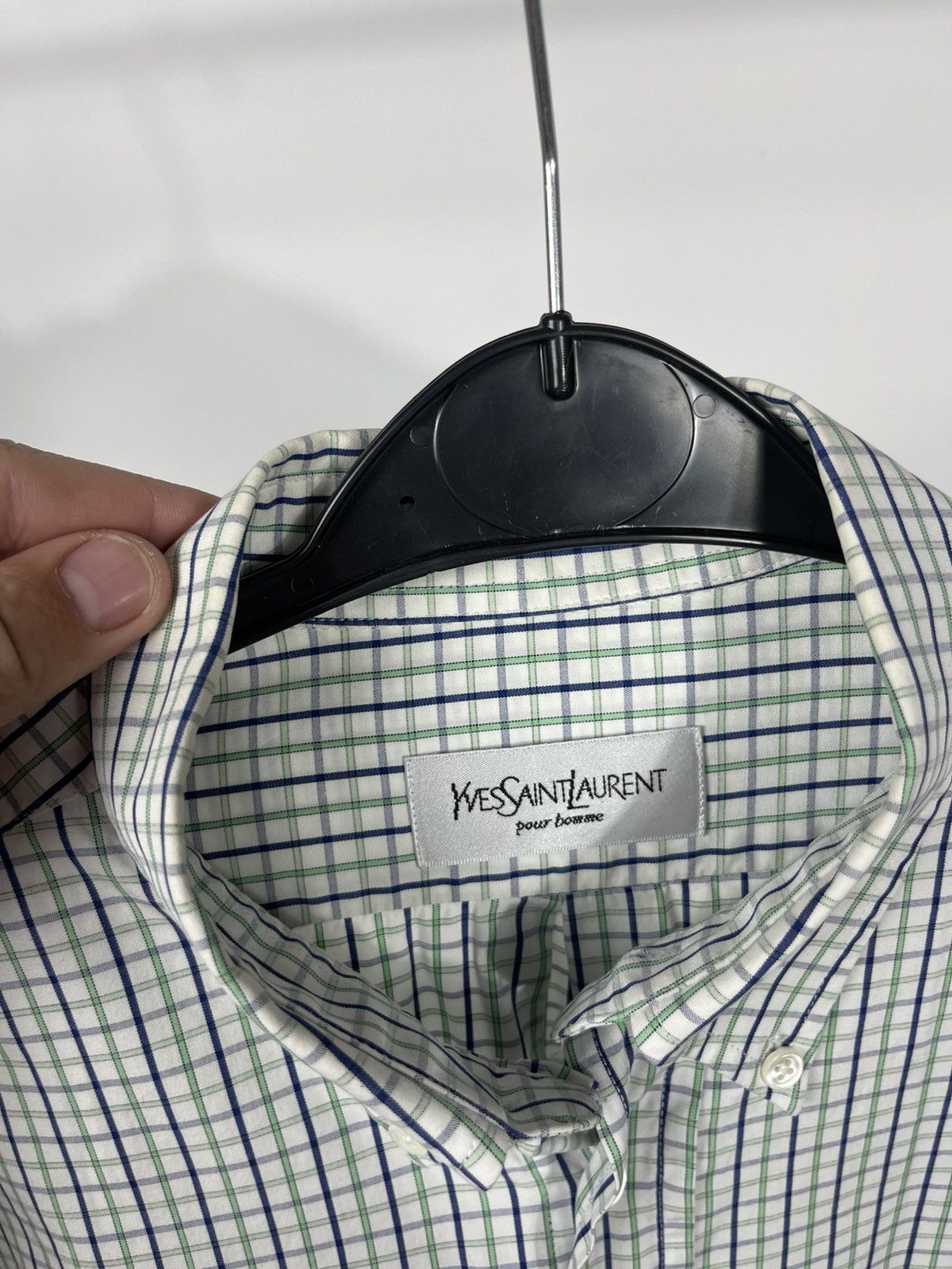 Yves Saint Laurent Vintage YSL Embroidered Logo Check Shirt Size M Size US M / EU 48-50 / 2 - 6 Thumbnail