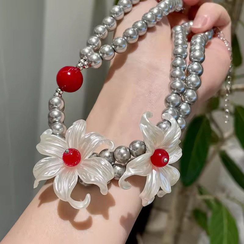 Vintage Flowers Double Chain Necklace Size ONE SIZE - 2 Thumbnail