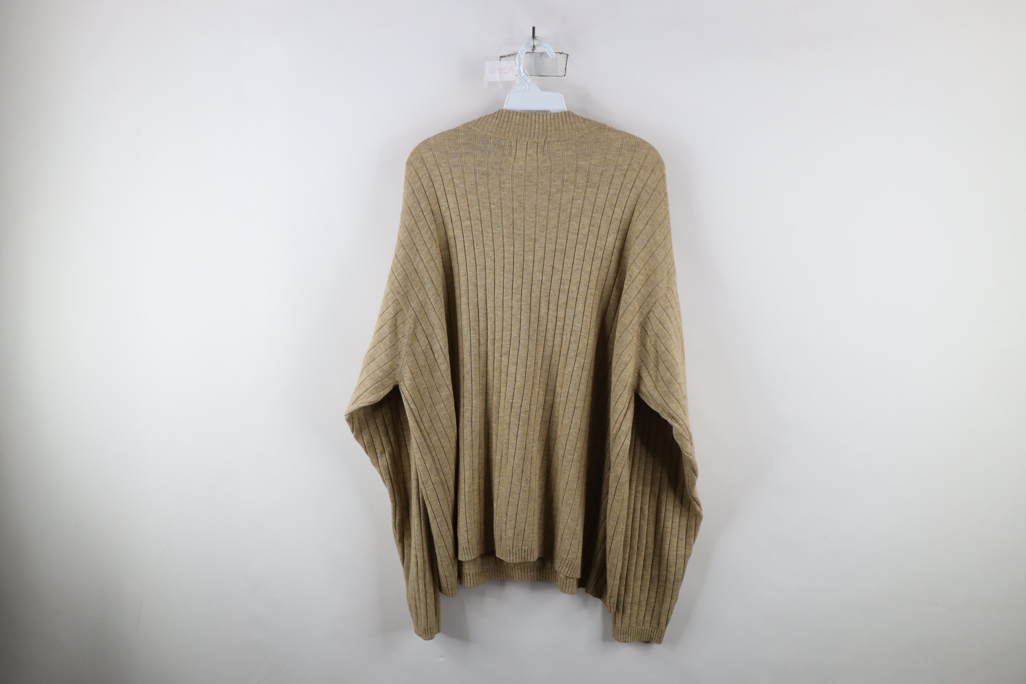Vintage Vintage 90s Streetwear Wool Blend Ribbed Knit Sweater Beige Size US XL / EU 56 / 4 - 7 Thumbnail