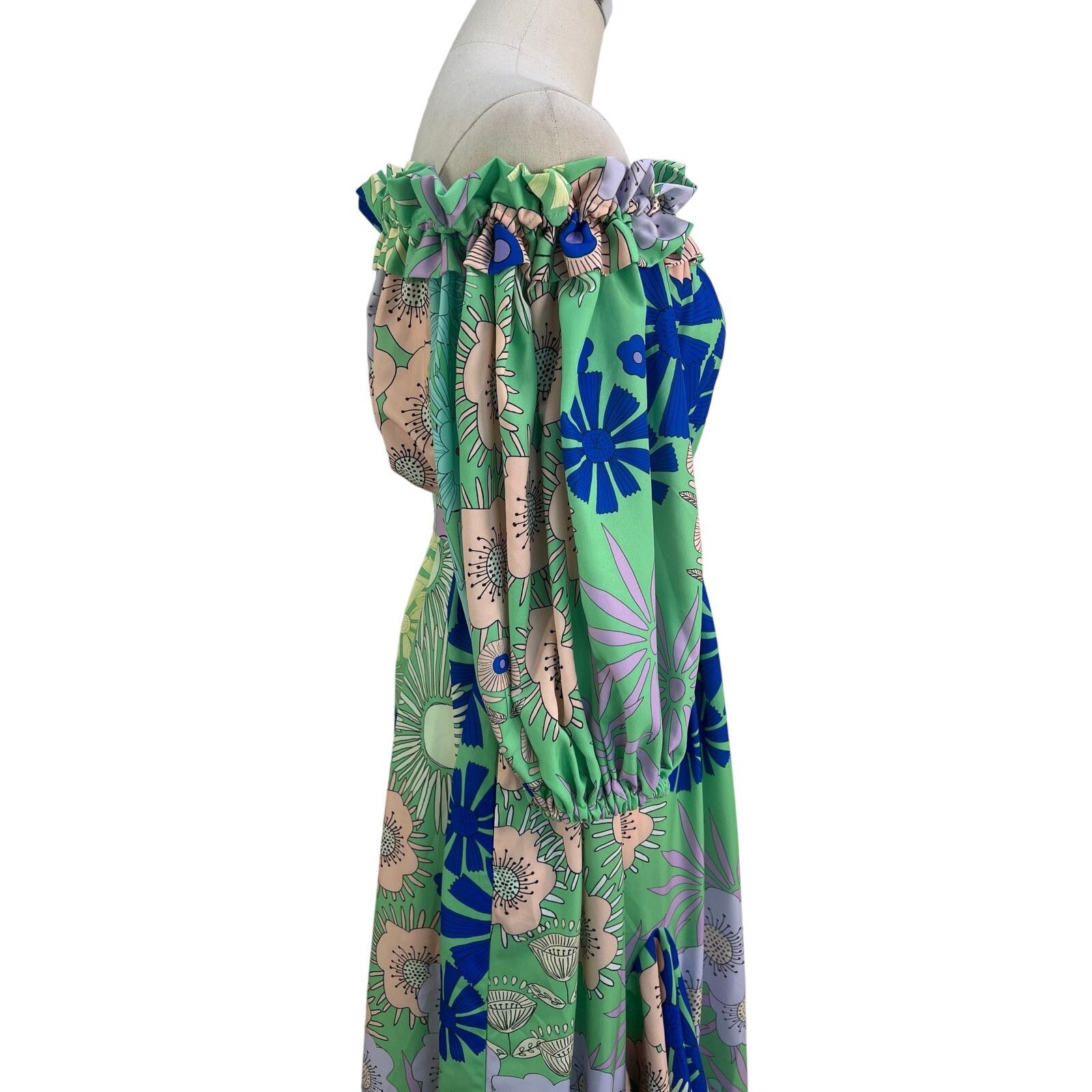 Anthropologie Anthropologie Oopscool Off-The-Shoulder Printed Dress Size XS / US 0-2 / IT 36-38 - 5 Thumbnail