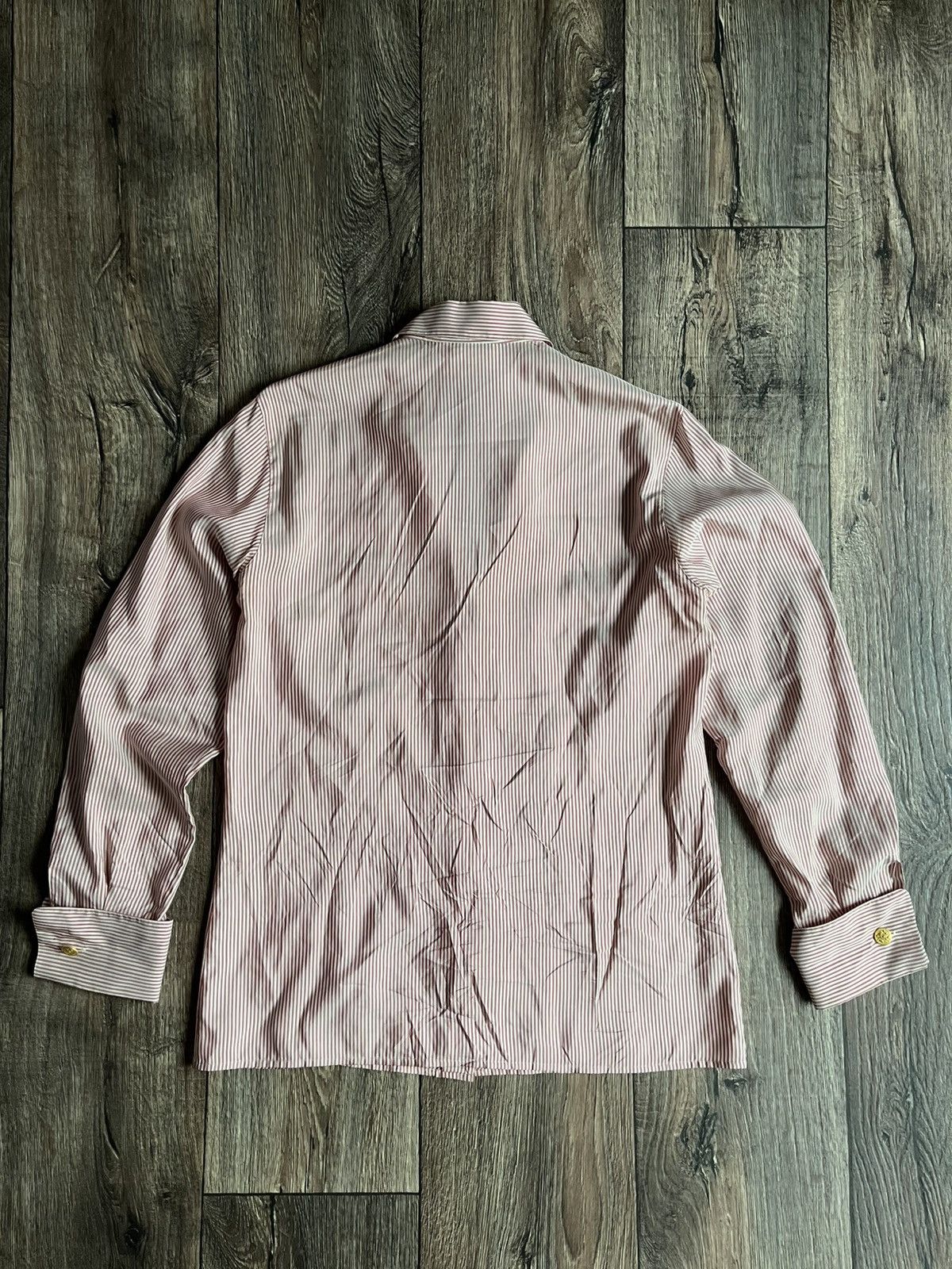 Salvatore Ferragamo VINTAGE SALVATORE FERRAGAMO STRIPED SILK SHIRT MADE IN ITALY Size M / US 6-8 / IT 42-44 - 10 Thumbnail