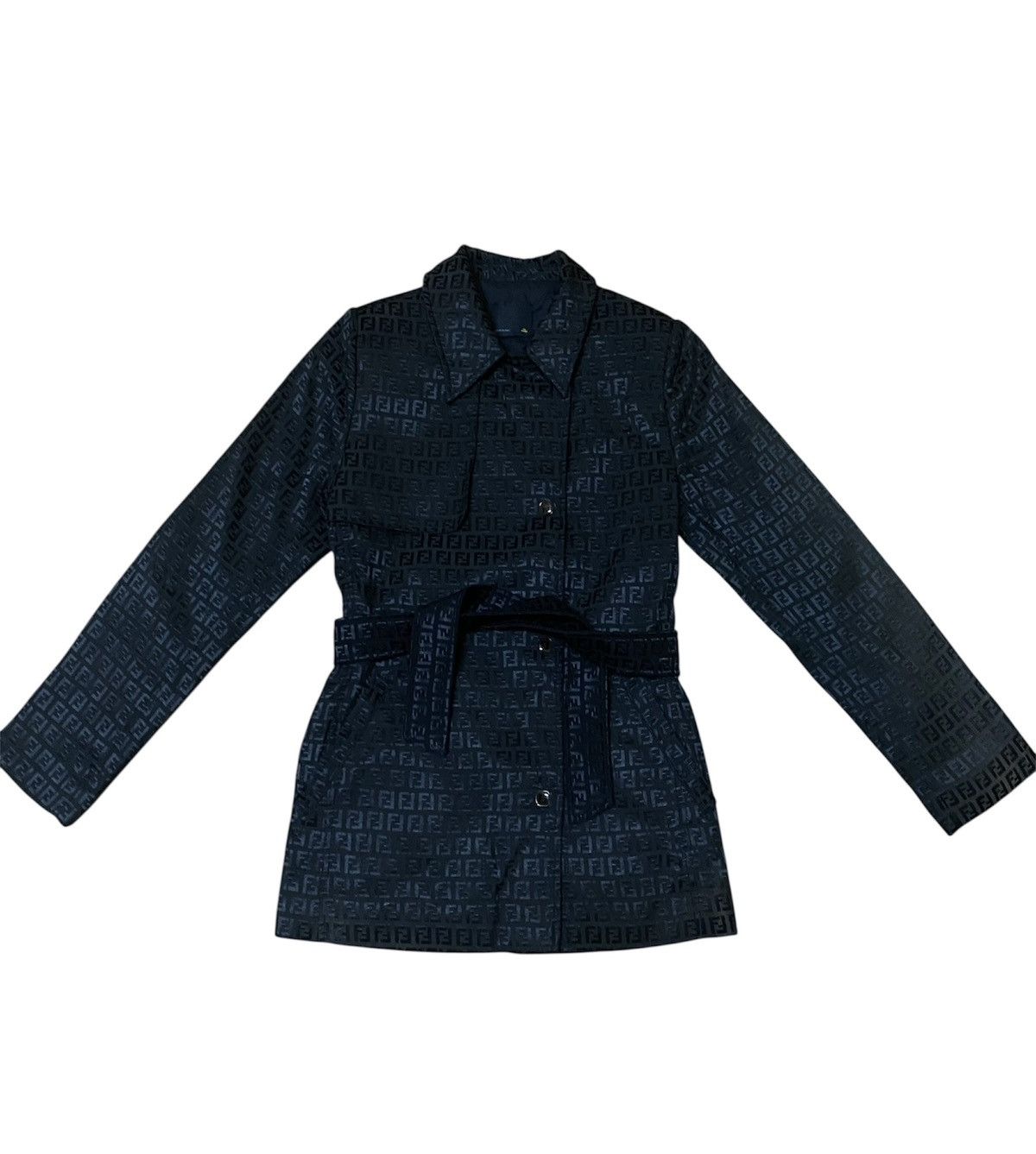 Fendi Fendi Monogram Pattern FF Logo Belted Jacquard Trench Coat Size S / US 4 / IT 40 - 1 Thumbnail