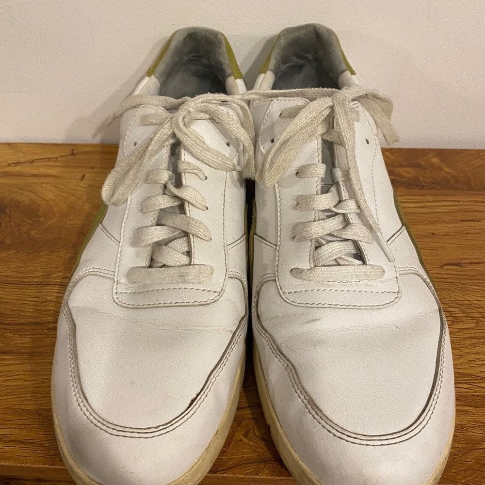 Everlane Everlane The Court Low Top Leather Sneaker in White and Gree Size US 10.5 / IT 40.5 - 5 Thumbnail