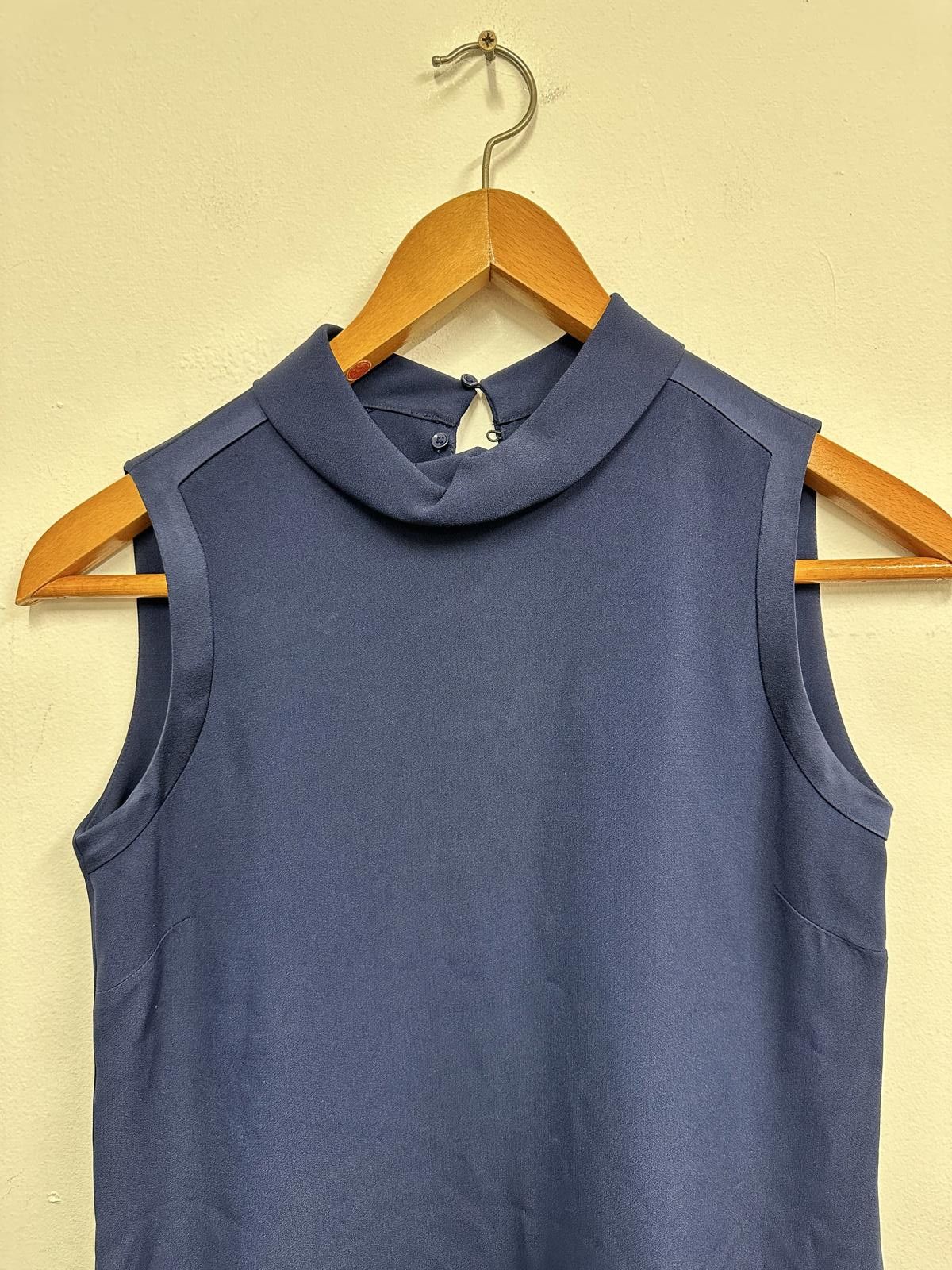 Massimo Dutti Massimo Dutti Sleeveless Navy Blue Dress with High Collar Size M / US 6-8 / IT 42-44 - 3 Thumbnail