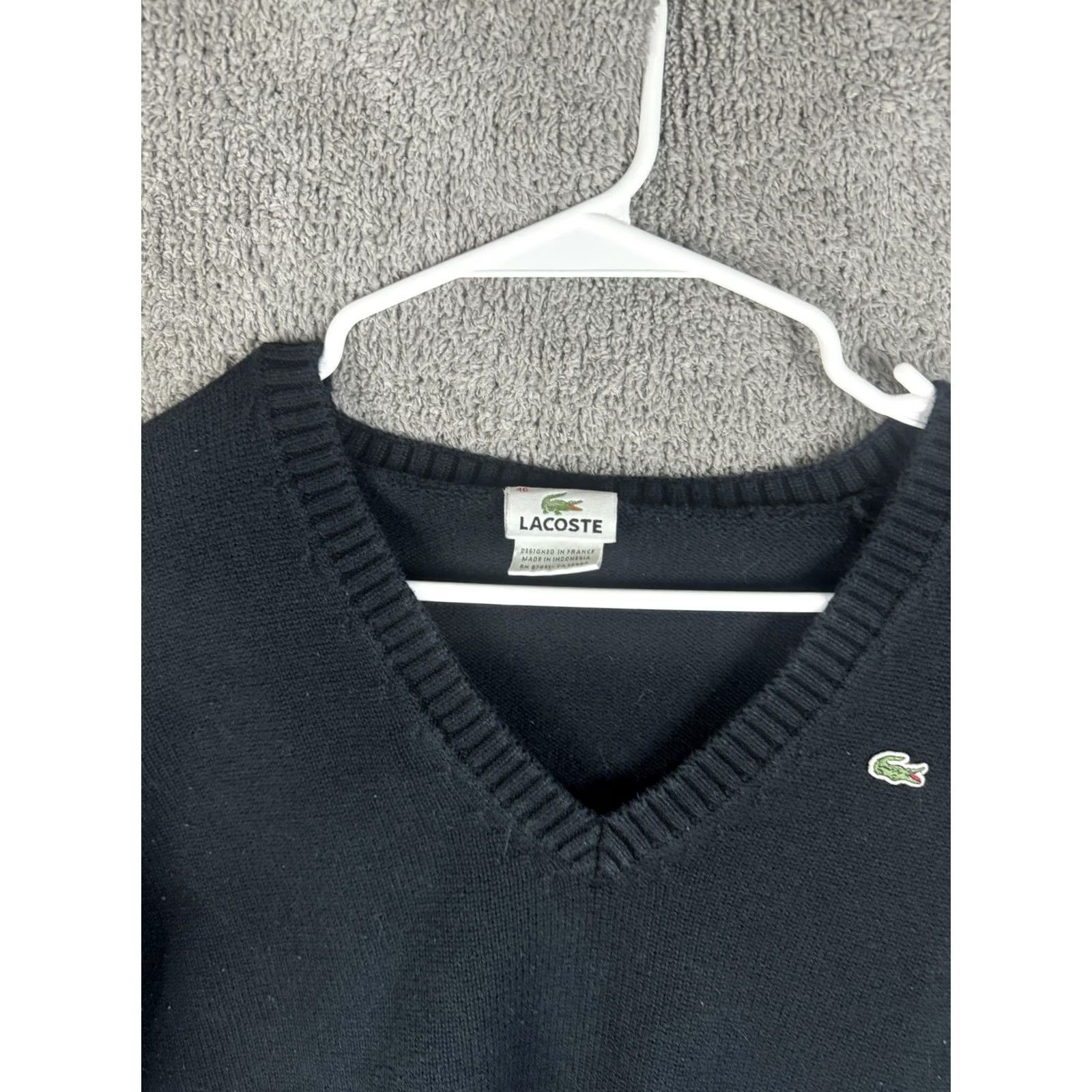 Lacoste Lacoste Sweater Mens Medium Black V-Neck Pullover Knit Croc Logo Size US S / EU 44-46 / 1 - 6 Thumbnail