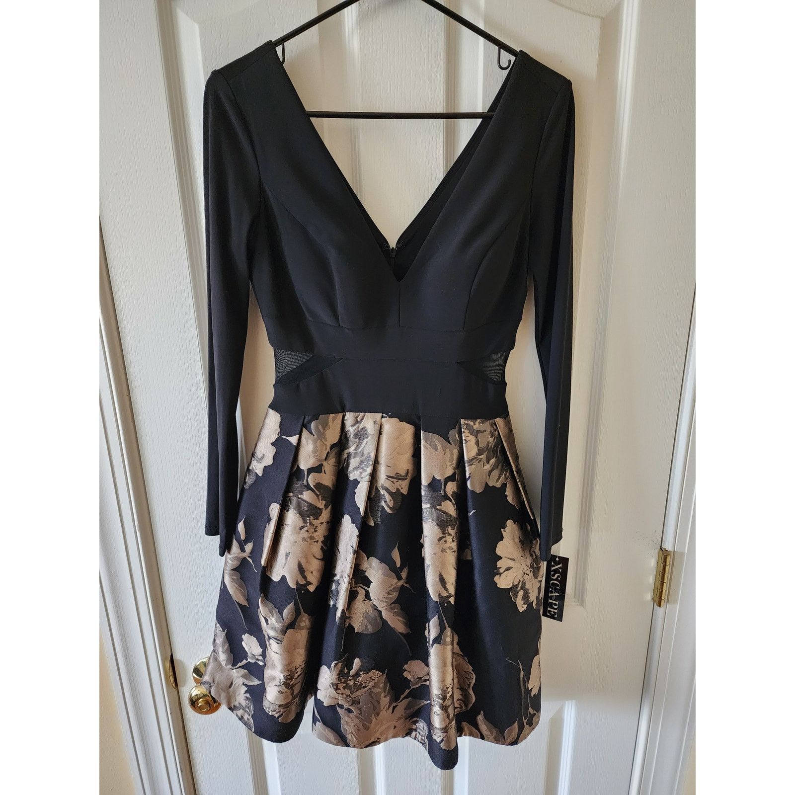 Other XSCAPE LS Fit & Flare Cocktail Dress Black Gold NWT 6 Size M / US 6-8 / IT 42-44 - 2 Thumbnail