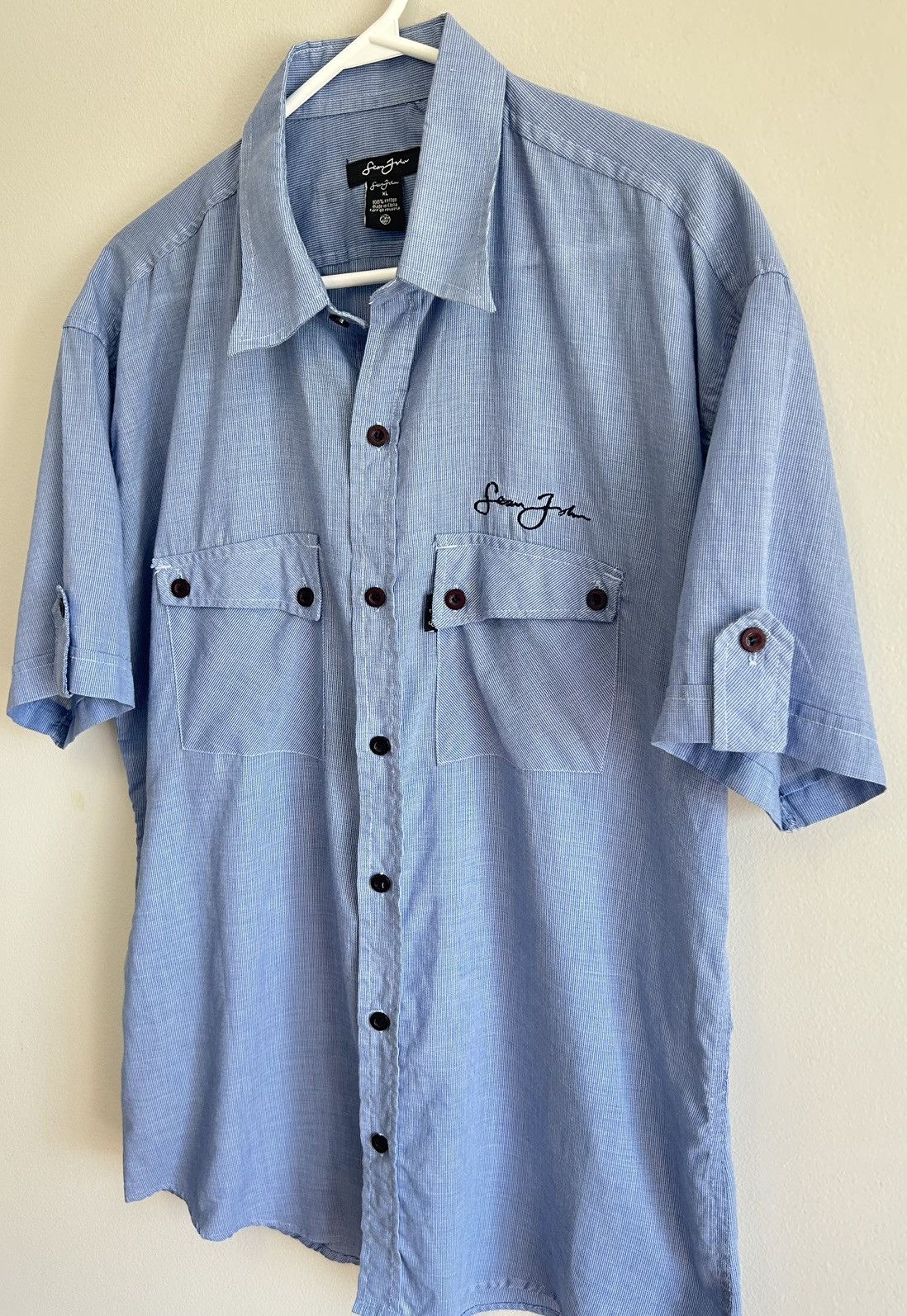 Sean John × Vintage Vintage Sean John Men’s Blue Button Up Shirt Size XL Size US XL / EU 56 / 4 - 3 Thumbnail