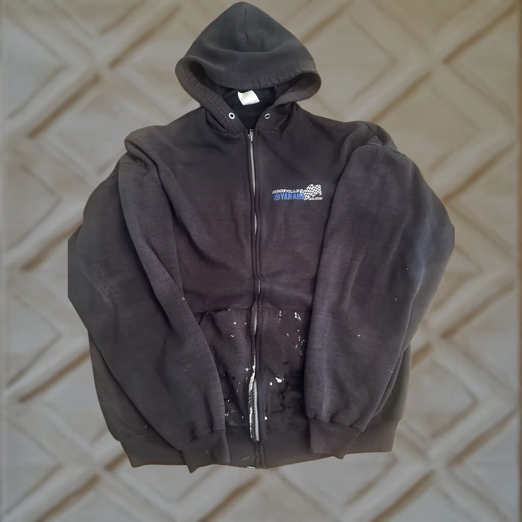 Yamaha VINTAGE Yamaha Racing Motocross Zip Hoodie XL Distressed Black Men Regular Full Zip XL Distressed Size US XL / EU 56 / 4 - 1 Thumbnail