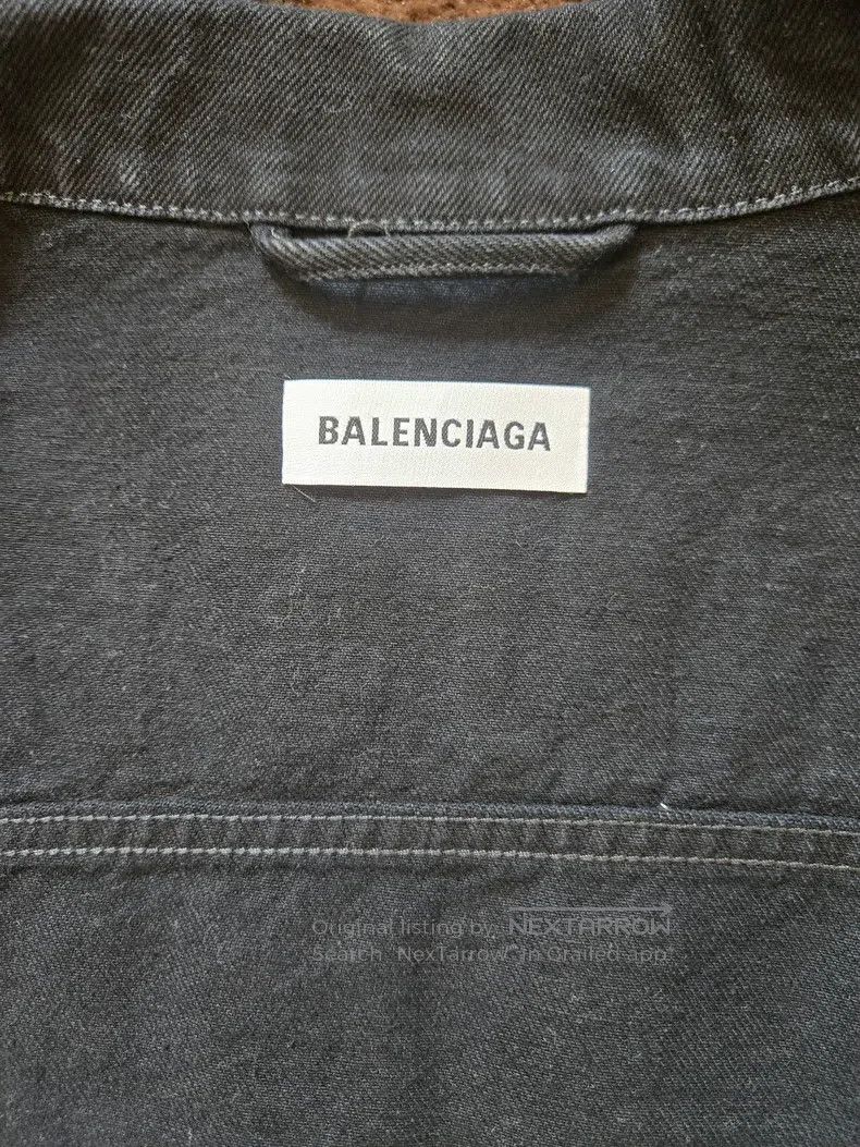 Balenciaga Balenciaga Back Crystal Logo Black Denim Jacket Size XXS / US 00 / IT 34 - 7 Thumbnail