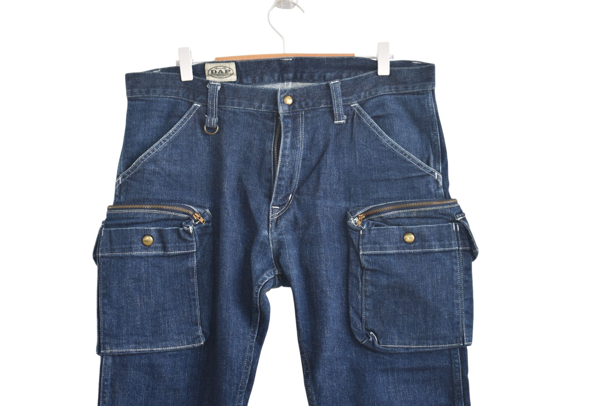 Japanese Brand × Vintage Union Made Cargo Jeans Big Pocket Rare! W34 Size US 34 / EU 50 - 2 Thumbnail