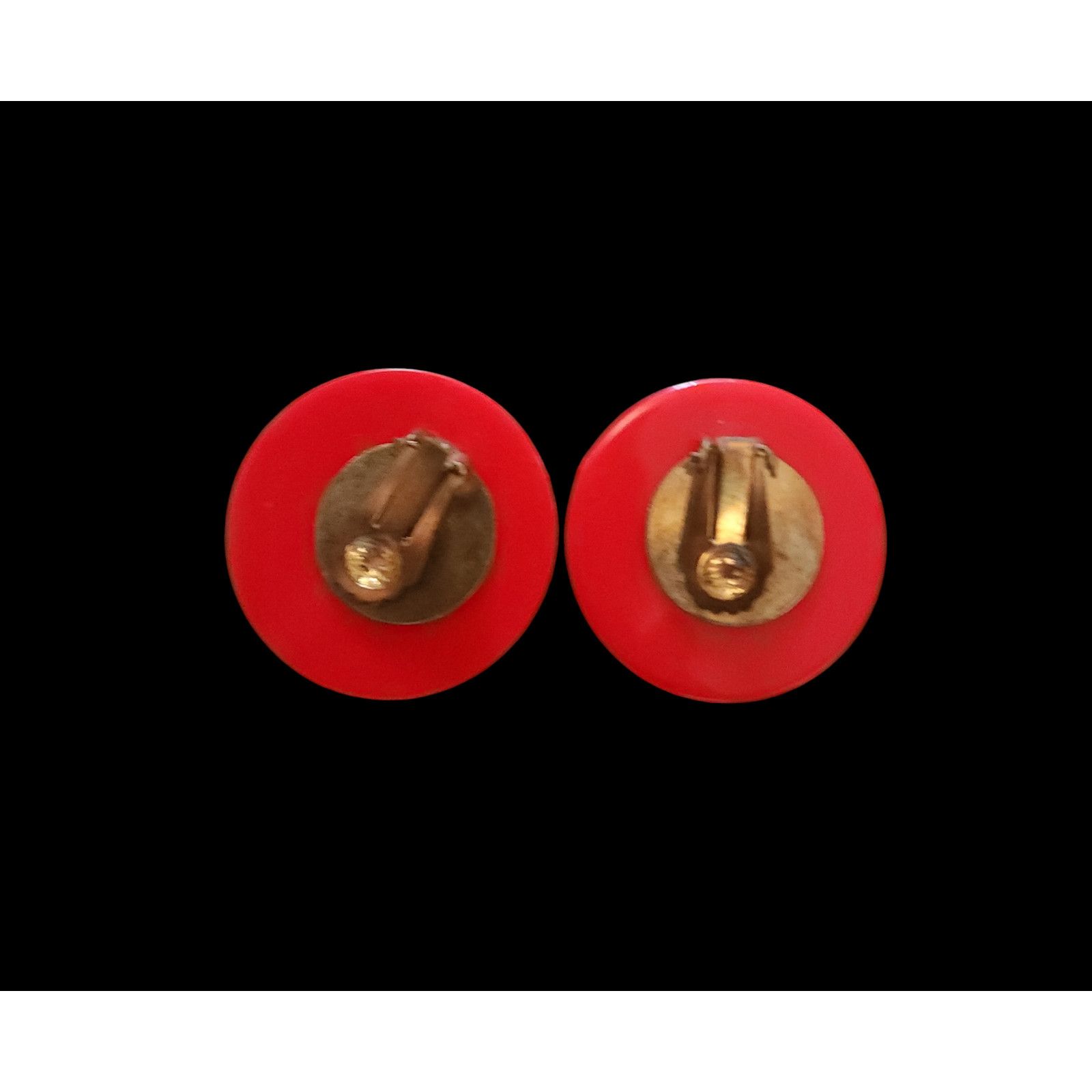 The Unbranded Brand Vintage 1030s -1940s red plastic and brass clip-on earrings Size ONE SIZE - 2 Thumbnail
