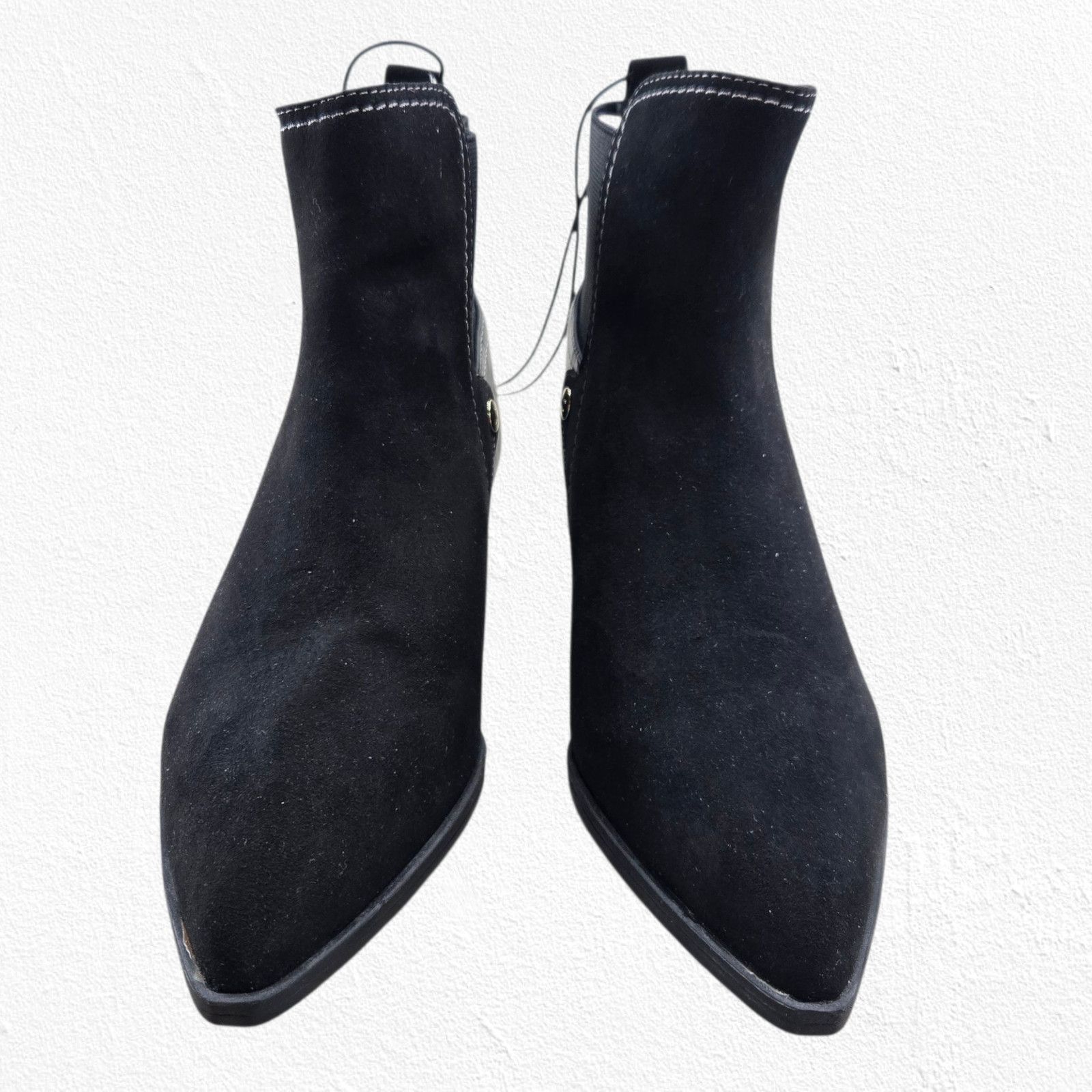 Liz Claiborne Black Suede Pointed Toe Ankle Booties Size 7.5 NIB Size US 7.5 / IT 37.5 - 4 Thumbnail