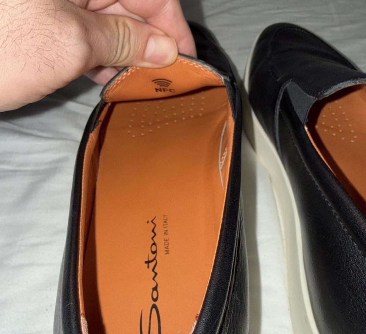 Santoni Santoni Black Leather SlipOn Loafers Sneakers Made in Italy Size US 10 / EU 43 - 5 Thumbnail