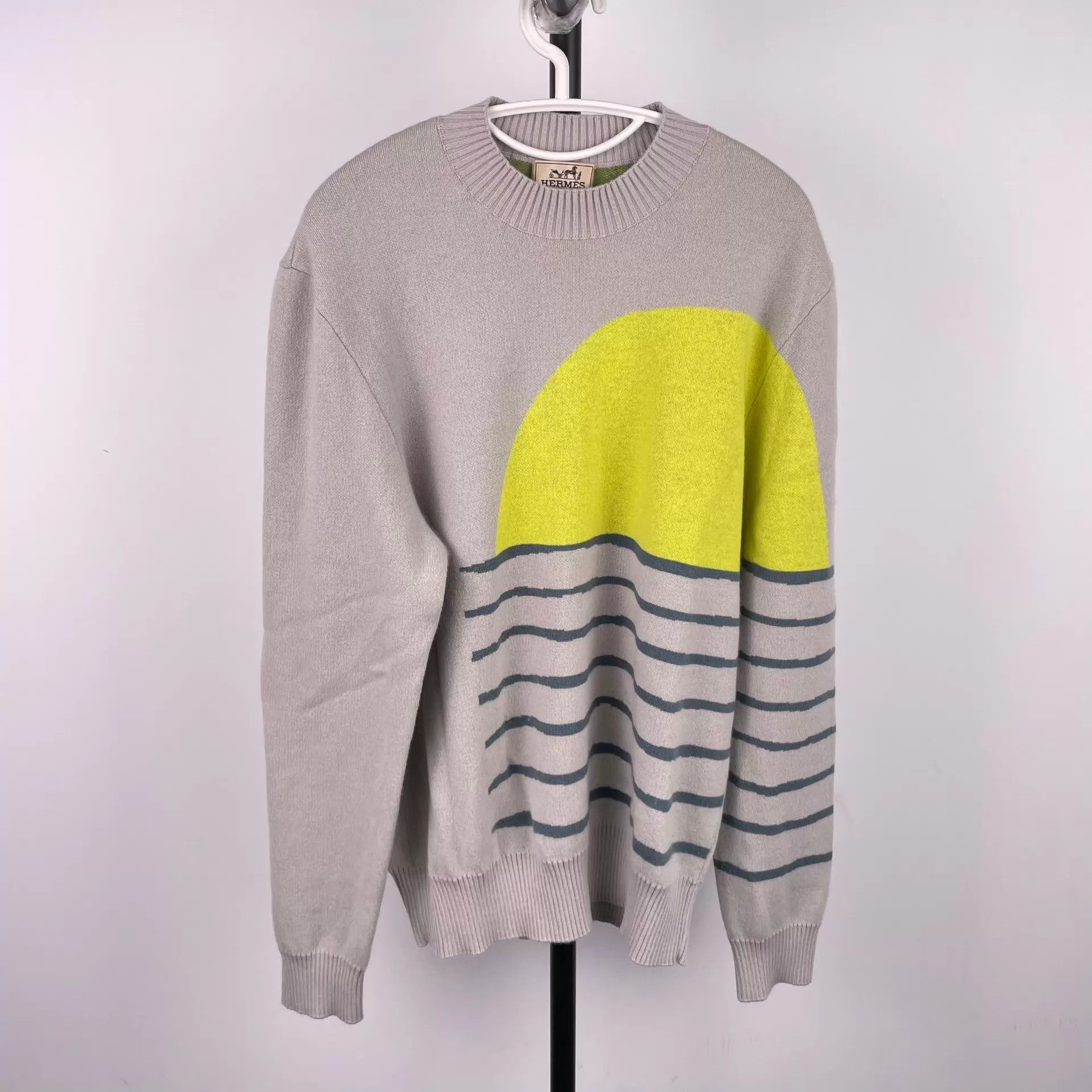 Hermes Hermès Cashmere 2-Tone Gray/Yellow Sweatshirt Size US L / EU 52-54 / 3 - 1 Thumbnail