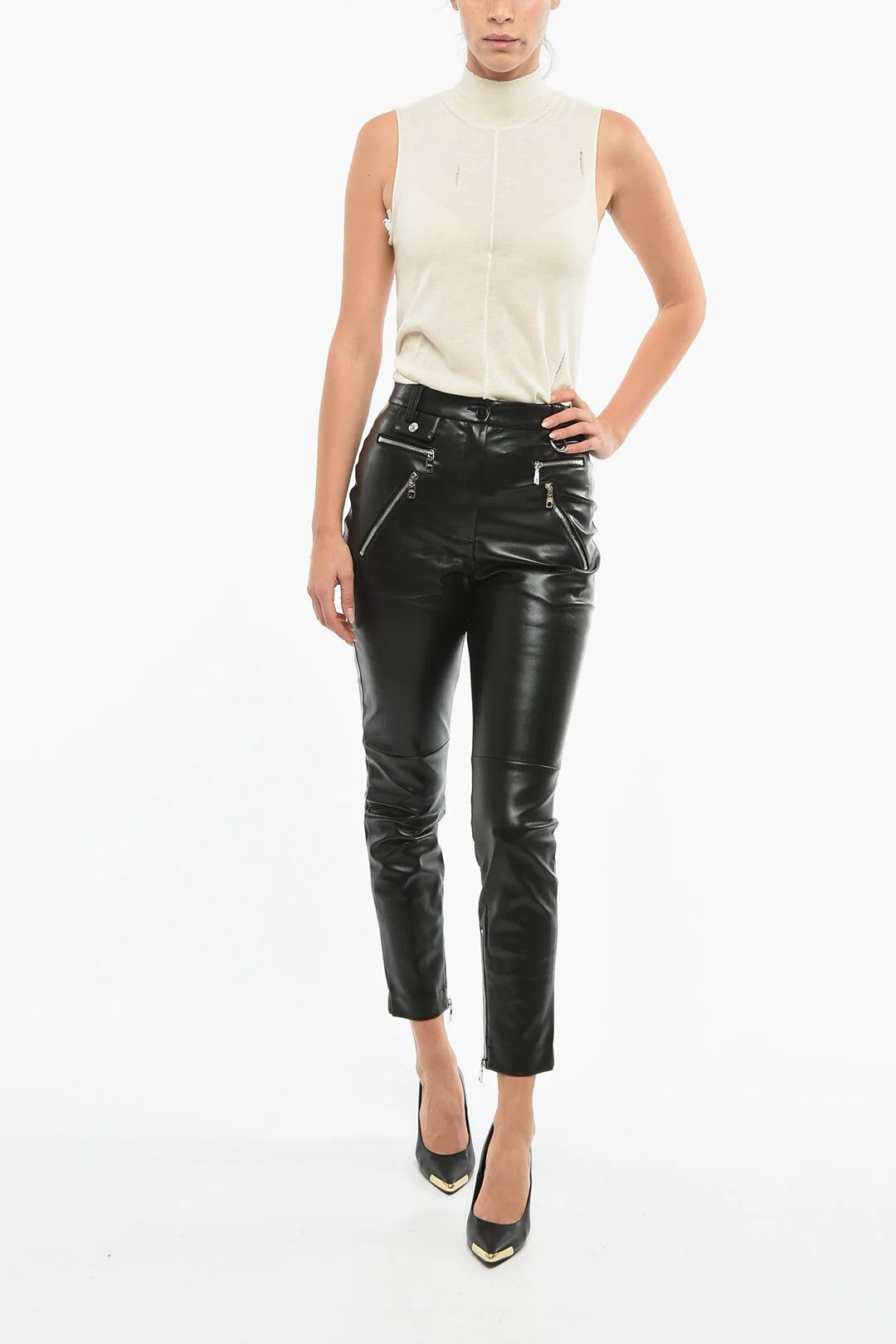 Dolce & Gabbana og1mm0426 Regular-Fit Vegan Leather Pant in Black Size 27" / US 4 / IT 40 - 4 Thumbnail