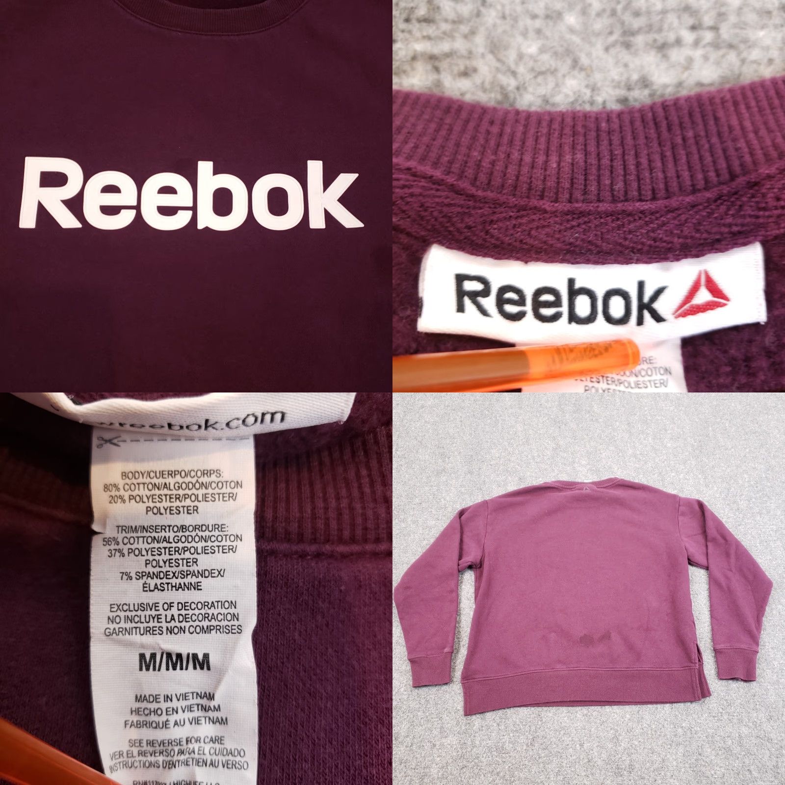 Reebok Reebok Womens Sweatshirt Medium Purple Pullover Crew Neck Long Sleeve Activewear Size M / US 6-8 / IT 42-44 - 8 Thumbnail