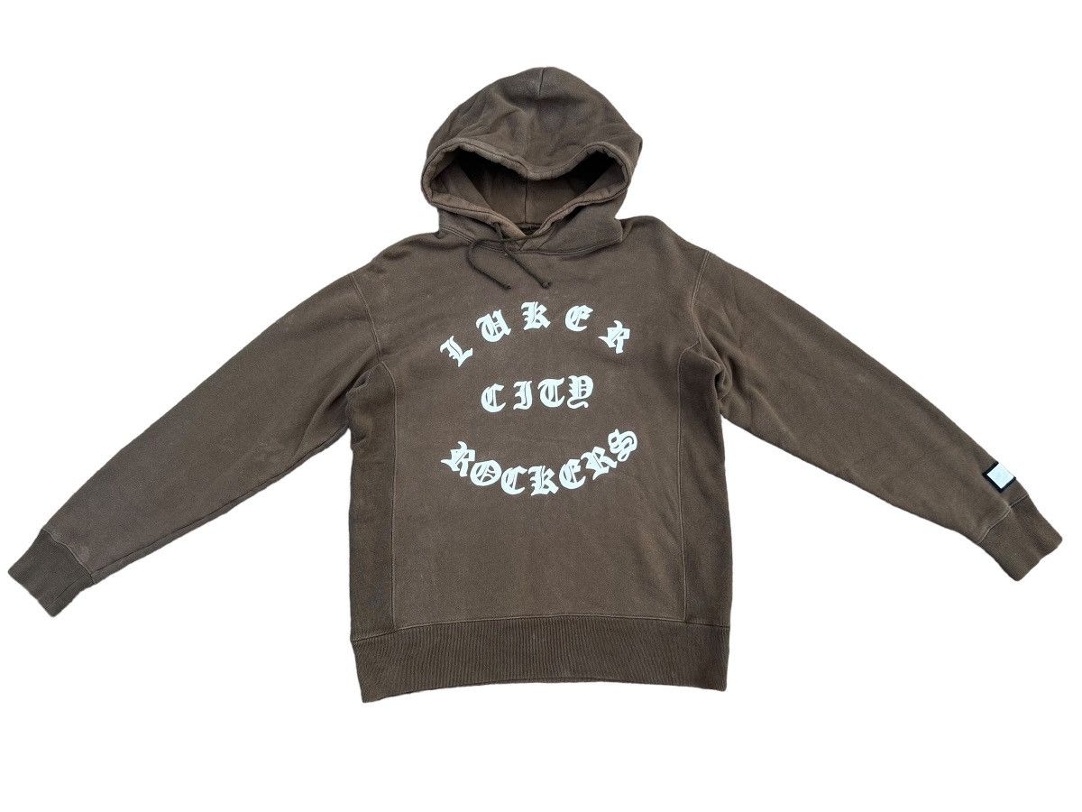 image of Luker Neighborhood Japan Faded Brown Hoodie Sweater, Men's (Size Medium)