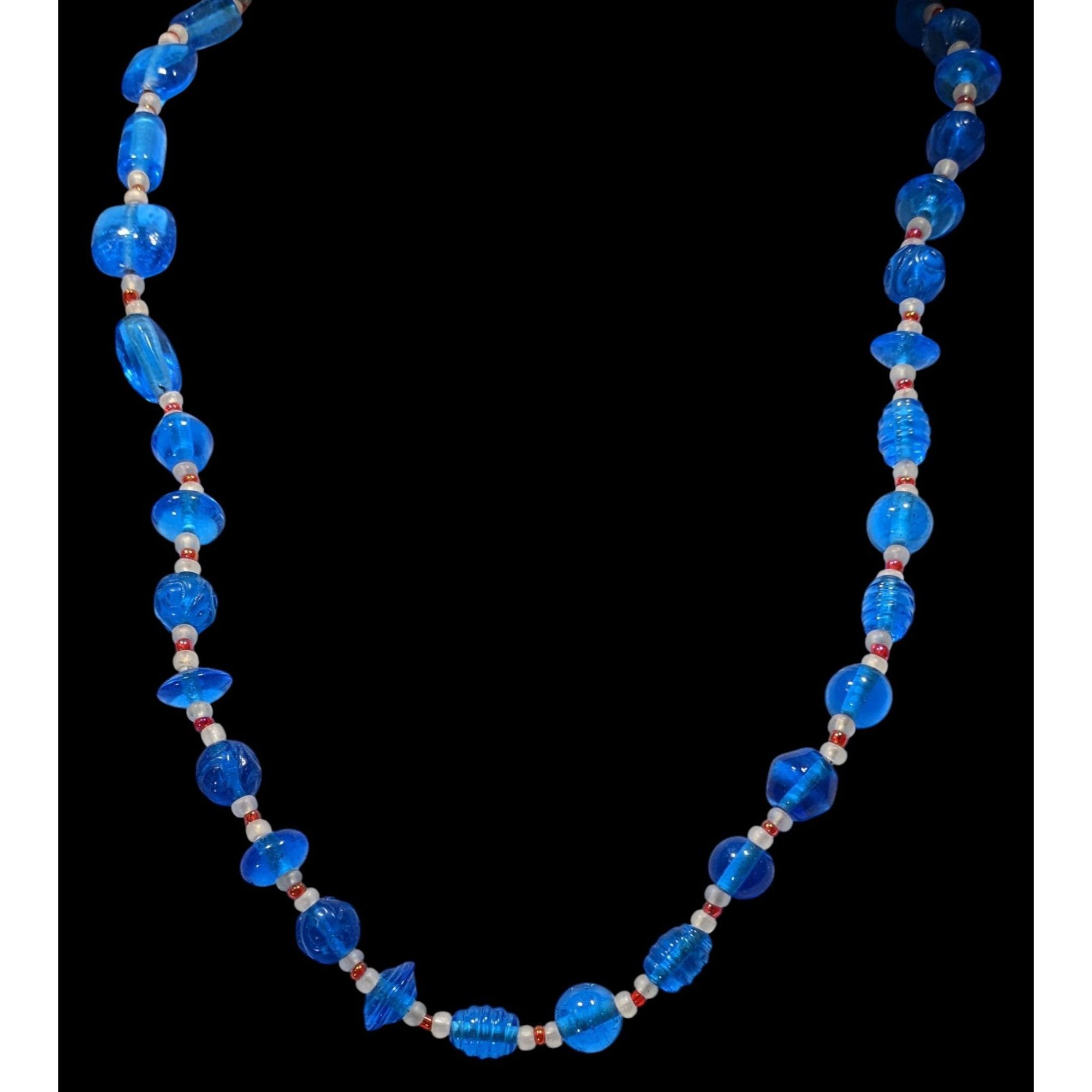 Other Vintage Handmade Blue Glass Beaded Necklace Size ONE SIZE - 2 Thumbnail