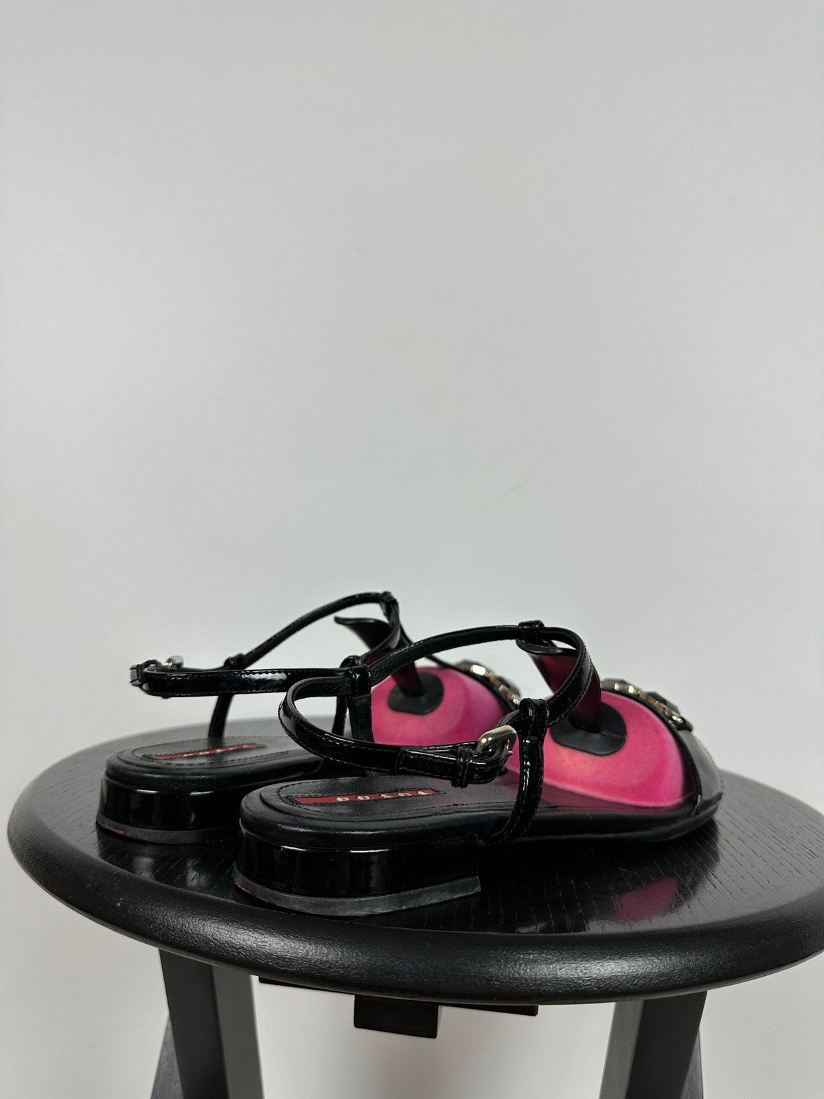 Prada Vintage Prada Crystal Wedge Patent Leather Strappy Sandals Size US 7.5 / IT 37.5 - 6 Thumbnail