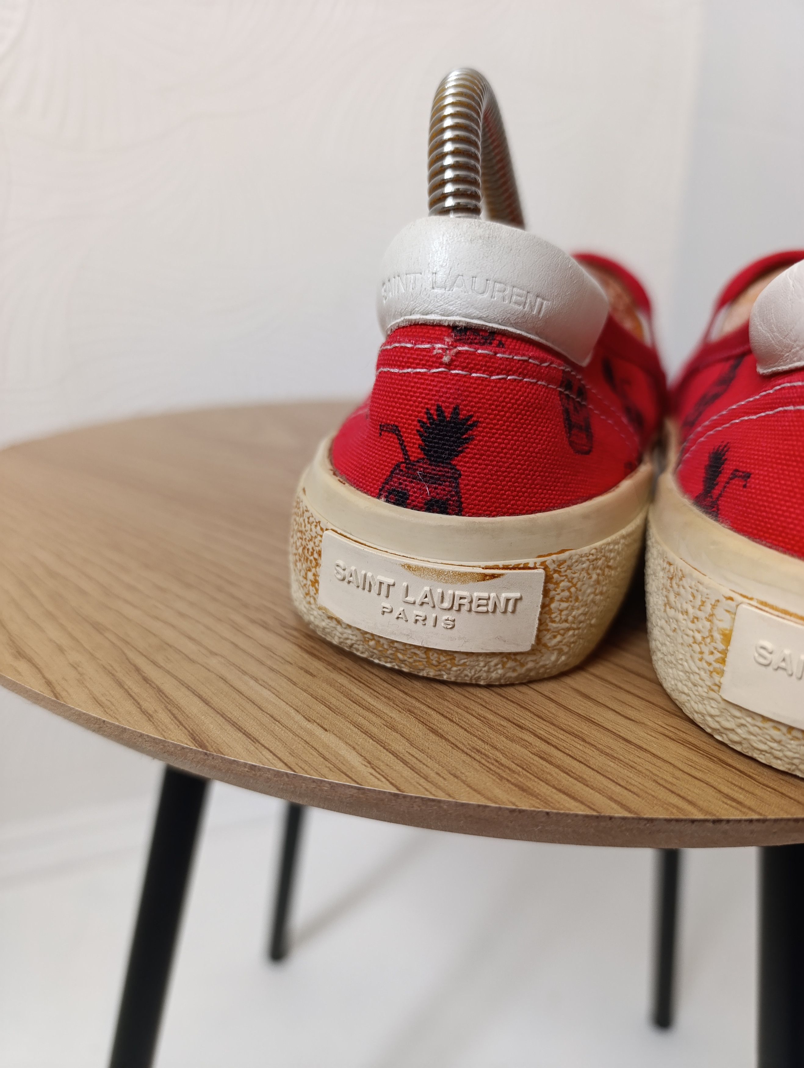 Saint Laurent Paris SAINT LAURENT RED SKULL PINEAPPLE SLIP-ON SNEAKERS Size US 7.5 / IT 37.5 - 12 Thumbnail