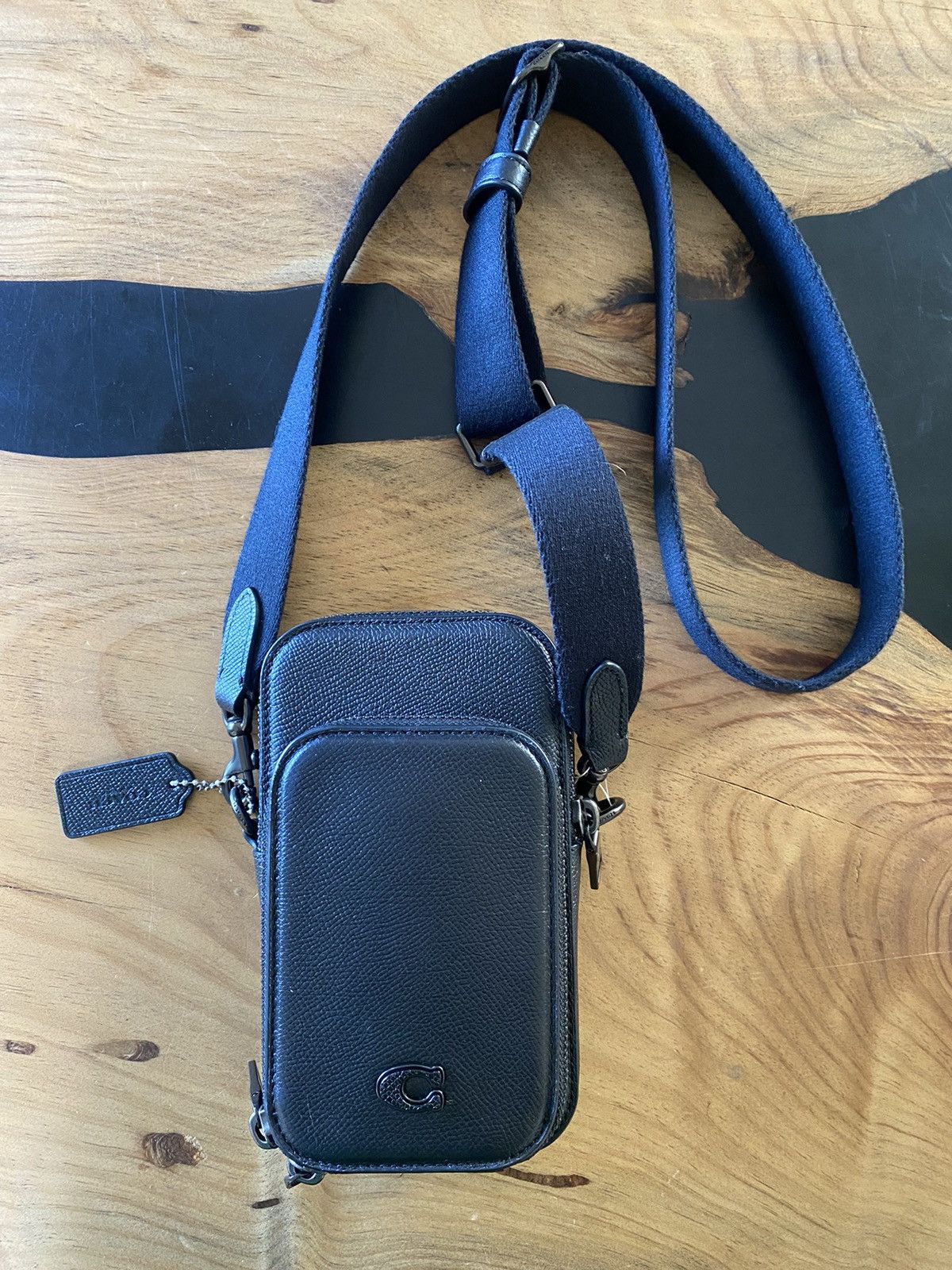 image of Coach Leather Crossbody Bag in Black, Men's