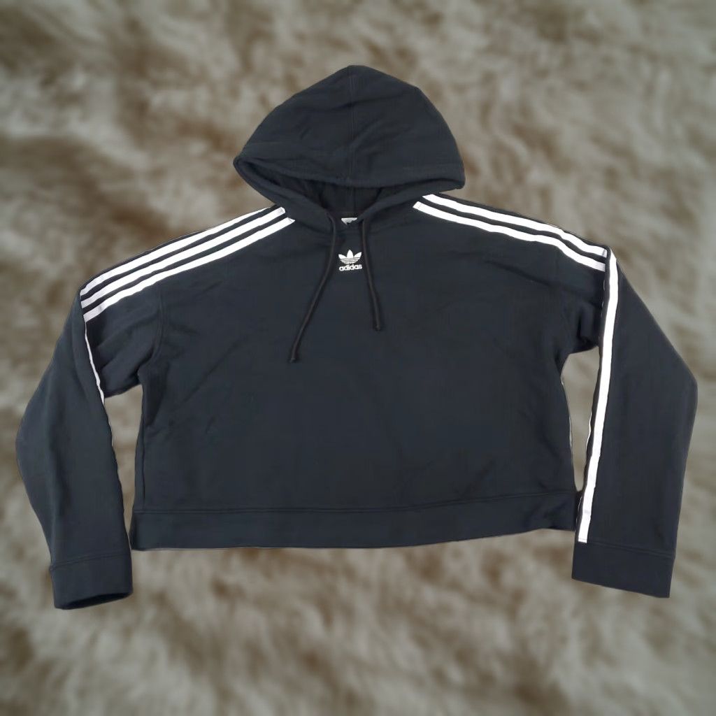 Adidas Adidas Pullover Hoodie Womens Medium Black Cotton Blend Long Sleeve Sweatshirt Size M / US 6-8 / IT 42-44 - 1 Thumbnail