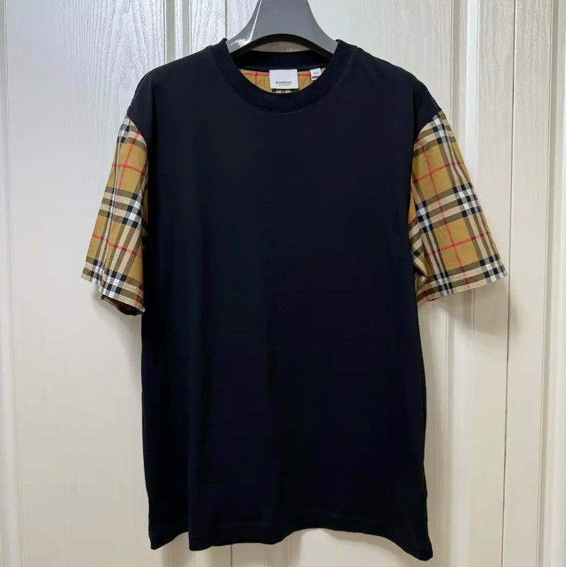Burberry Burberry Black Cotton Checked Short Sleeve T-Shirt Size S / US 4 / IT 40 - 1 Thumbnail
