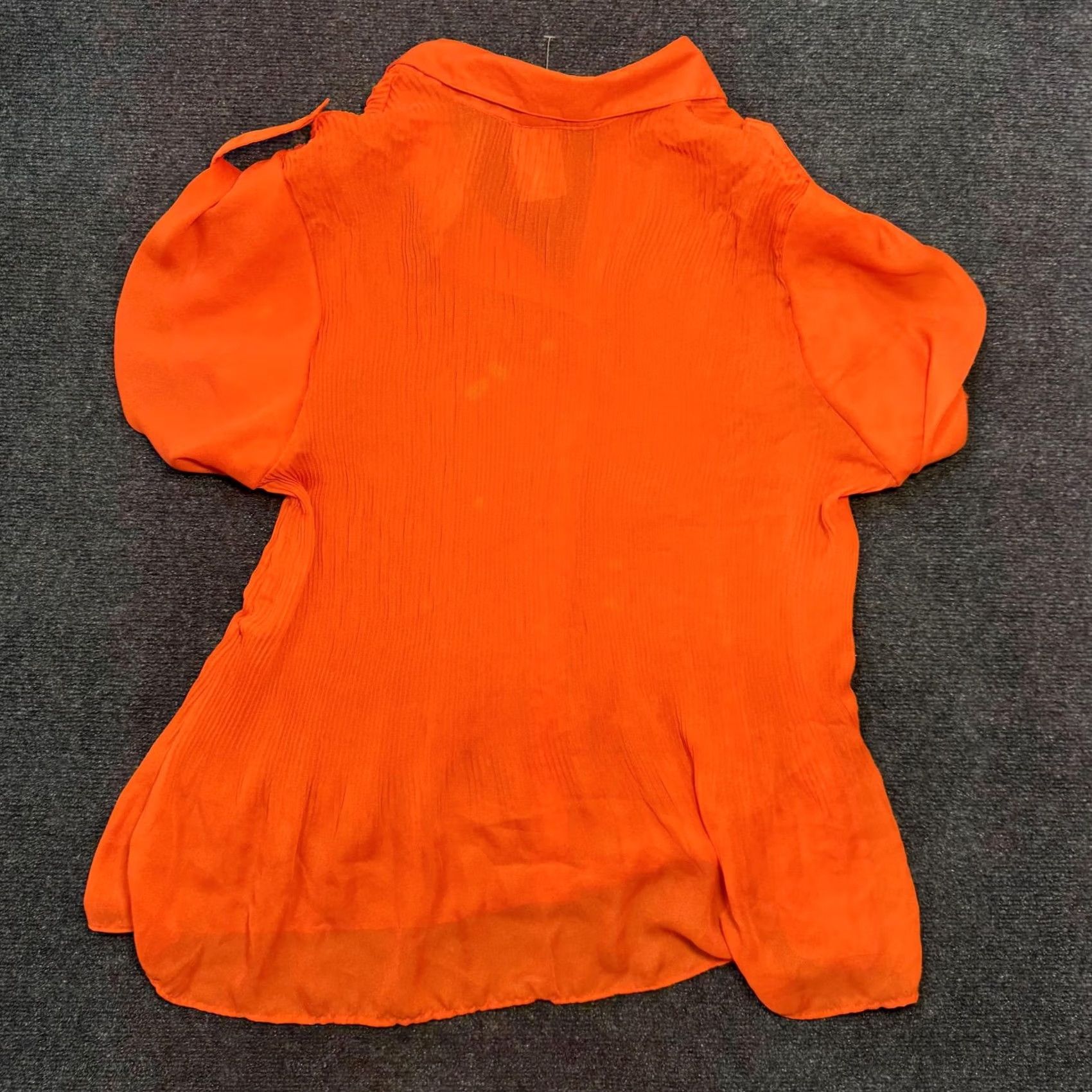 DANCER Serenade New York Blouse Womens 20W Plus Orange Fire Dance Puff Sleeve Sheer Top Size 3XL / US 20-22 - 5 Thumbnail