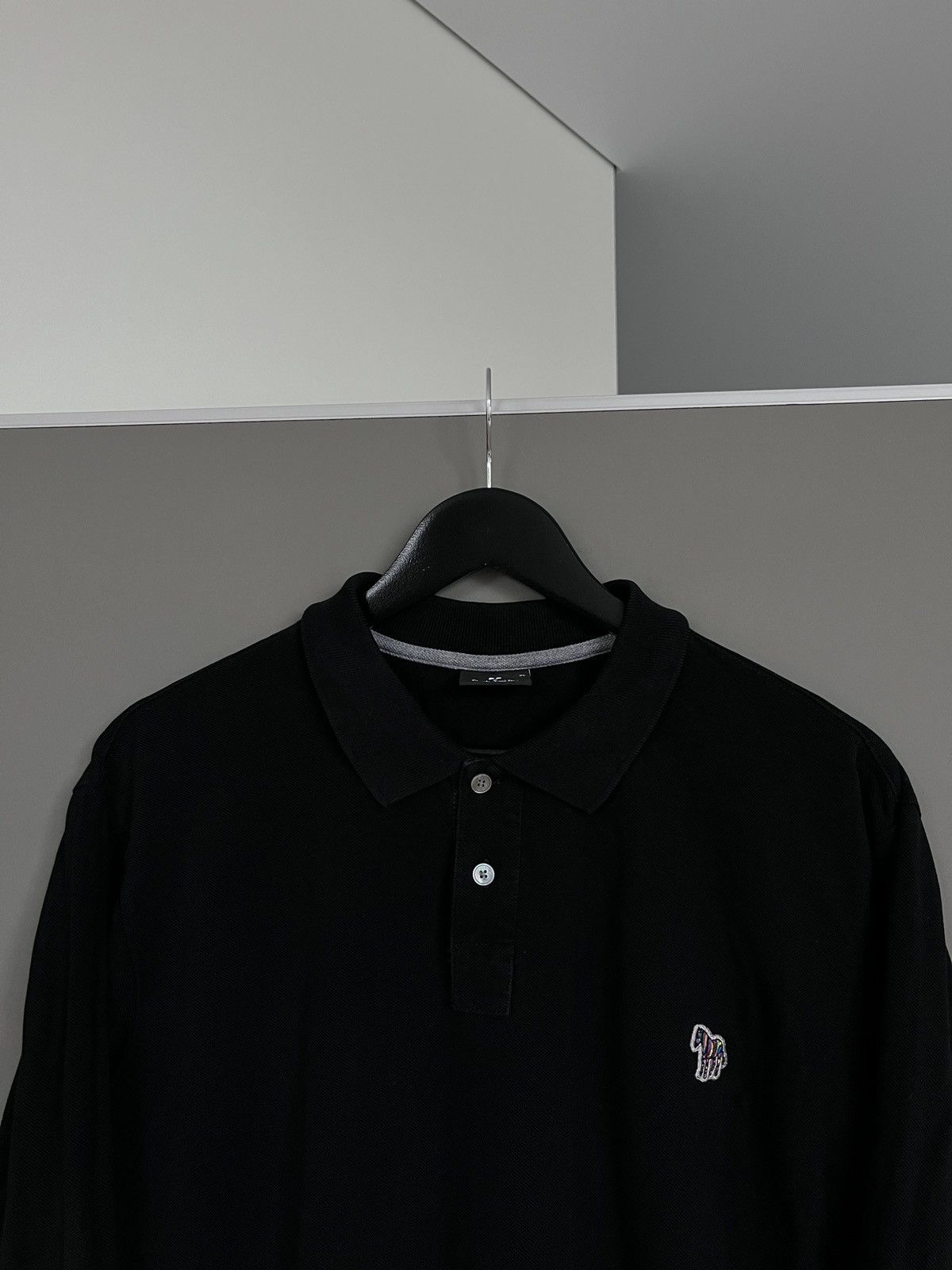 Paul Smith Paul Smith Waffle Black Long Sleeve Polo Shirt Size US XL / EU 56 / 4 - 2 Thumbnail