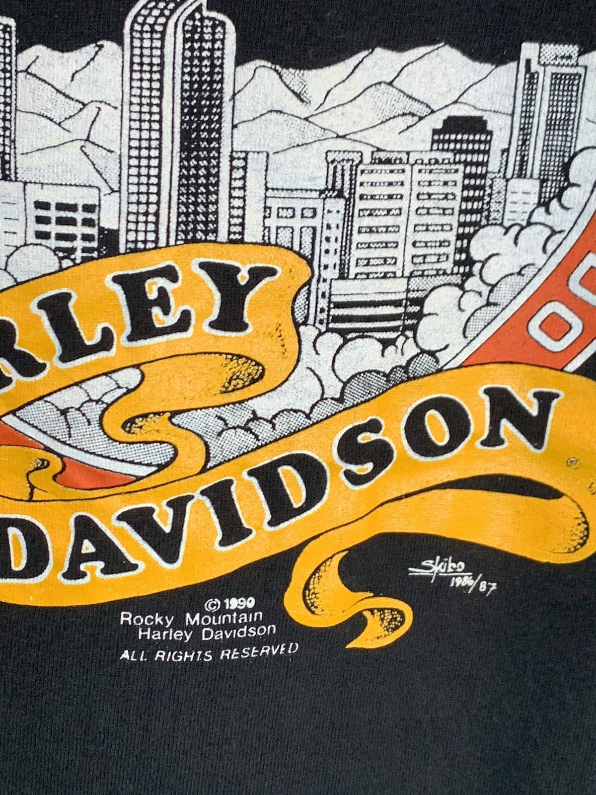 Harley Davidson *RARE* Vintage 1991 Harley Davidson Rocky Mountain Art Shirt Size US S / EU 44-46 / 1 - 6 Thumbnail