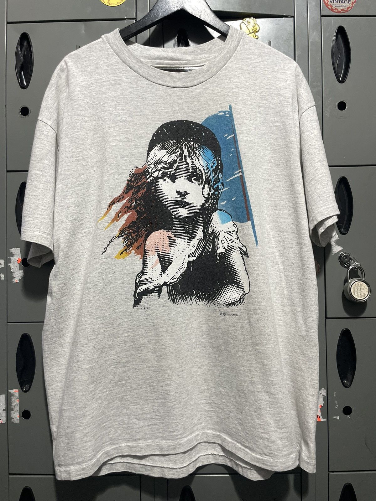 Image of Hanes x Made In USA 1990 Les Miserable Vintage Graphic Tee 80's 90's Art in Grey, Men's (Size XL)