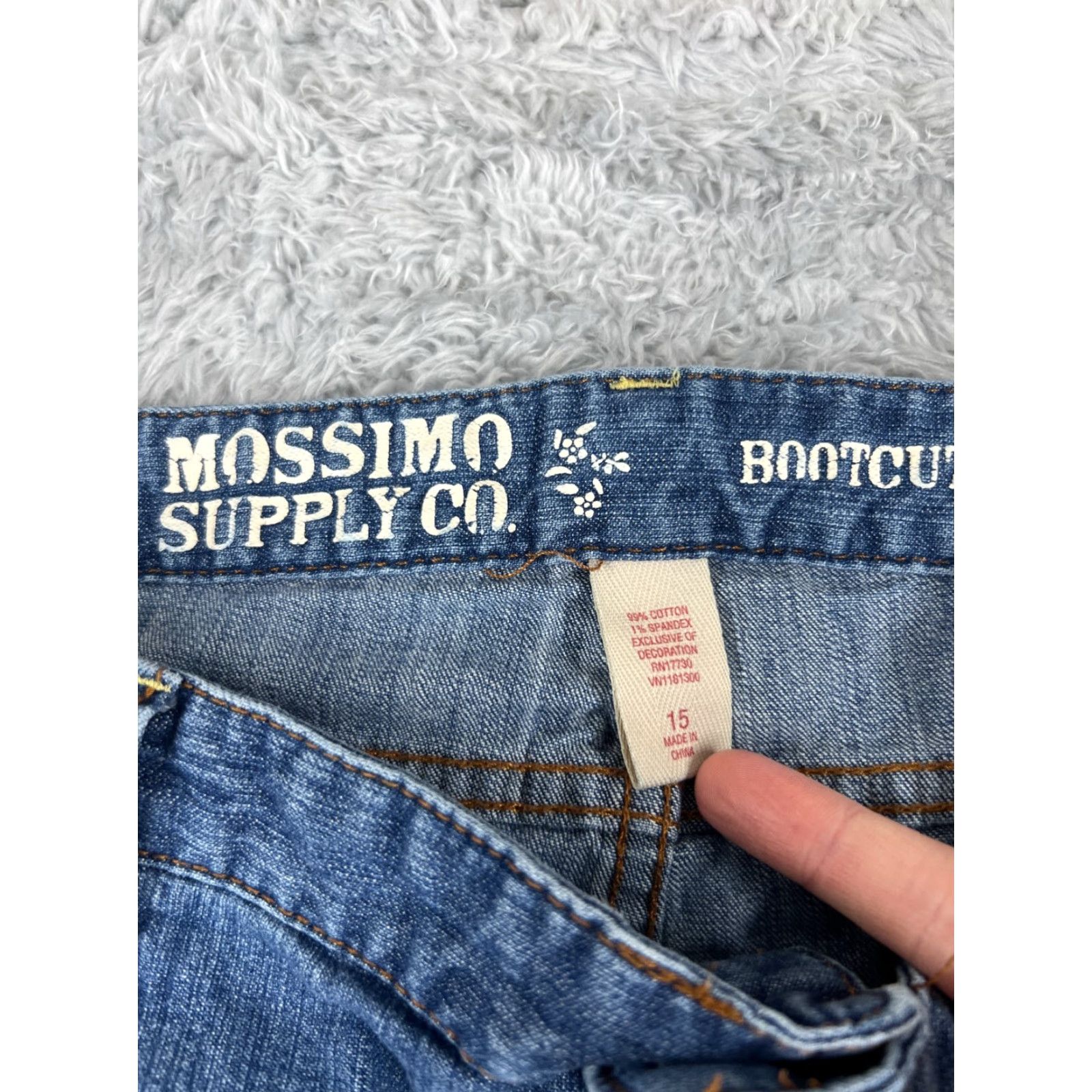 Mossimo Mossimo Women's Bootcut Jeans Size 15 Blue Denim Stretch 34x31 Low Rise Regular Fit Size 36" / US 14 / IT 50 - 6 Thumbnail
