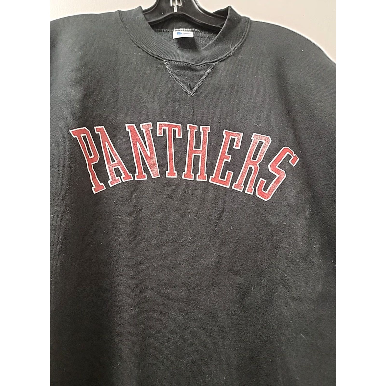 Russell Athletic VINTAGE Russell Athletic Sweatshirt Crew Neck Black XL Men 90s Panthers Crewneck Distressed Long Sleeve Size US XL / EU 56 / 4 - 3 Thumbnail