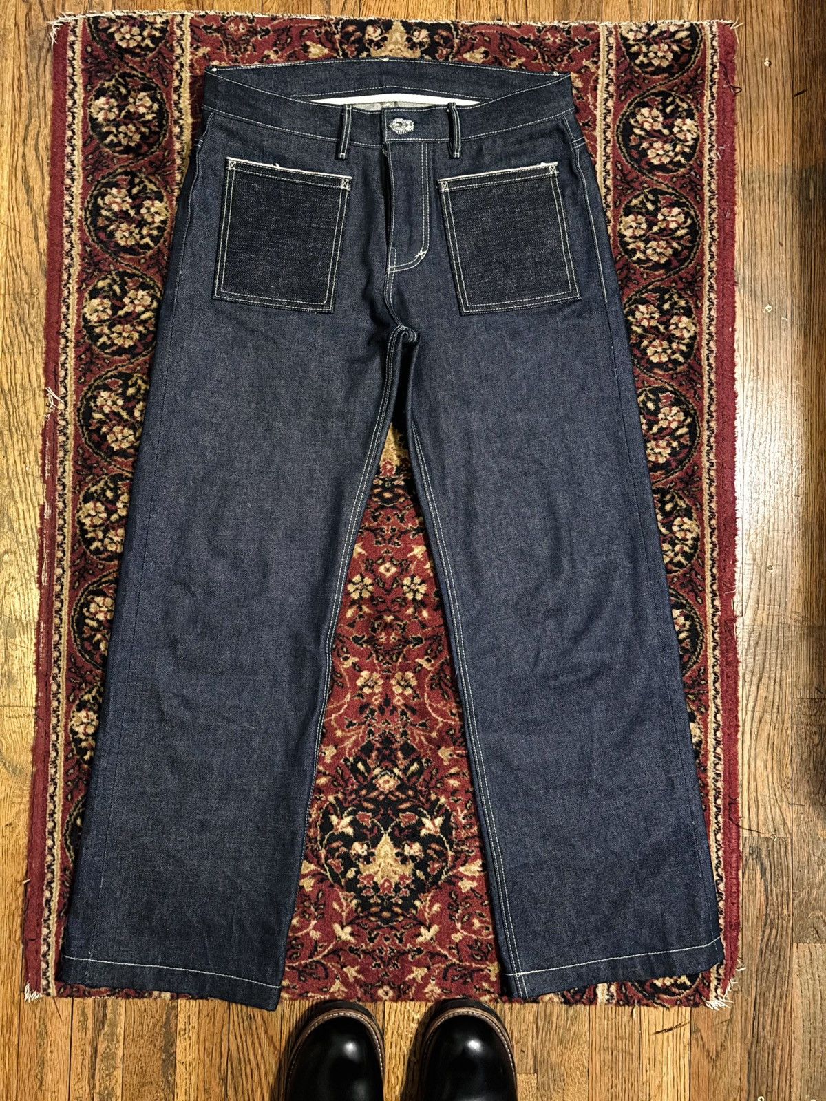 Handmade Handmade 14oz 50s Selvedge Denim Wide Leg, Buckle-Back Jeans Size US 34 / EU 50 - 5 Thumbnail