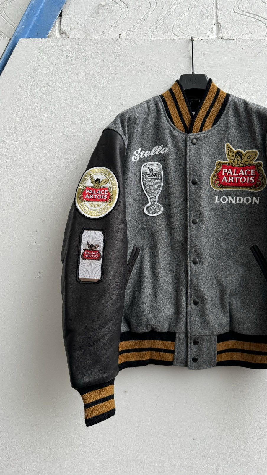 Palace Palace x Stella Artois Wool Stadium Jacket In Grey & Black Size US XL / EU 56 / 4 - 6 Thumbnail