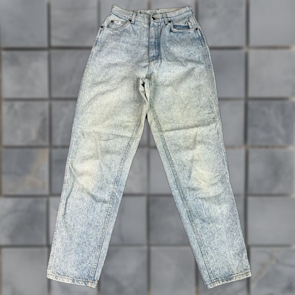 Lee VINTAGE Lee Jeans Womens 10M Blue Tapered High Waist 24x30 Distressed USA Jeans Womens Size 32" / US 10 / IT 46 - 1 Thumbnail