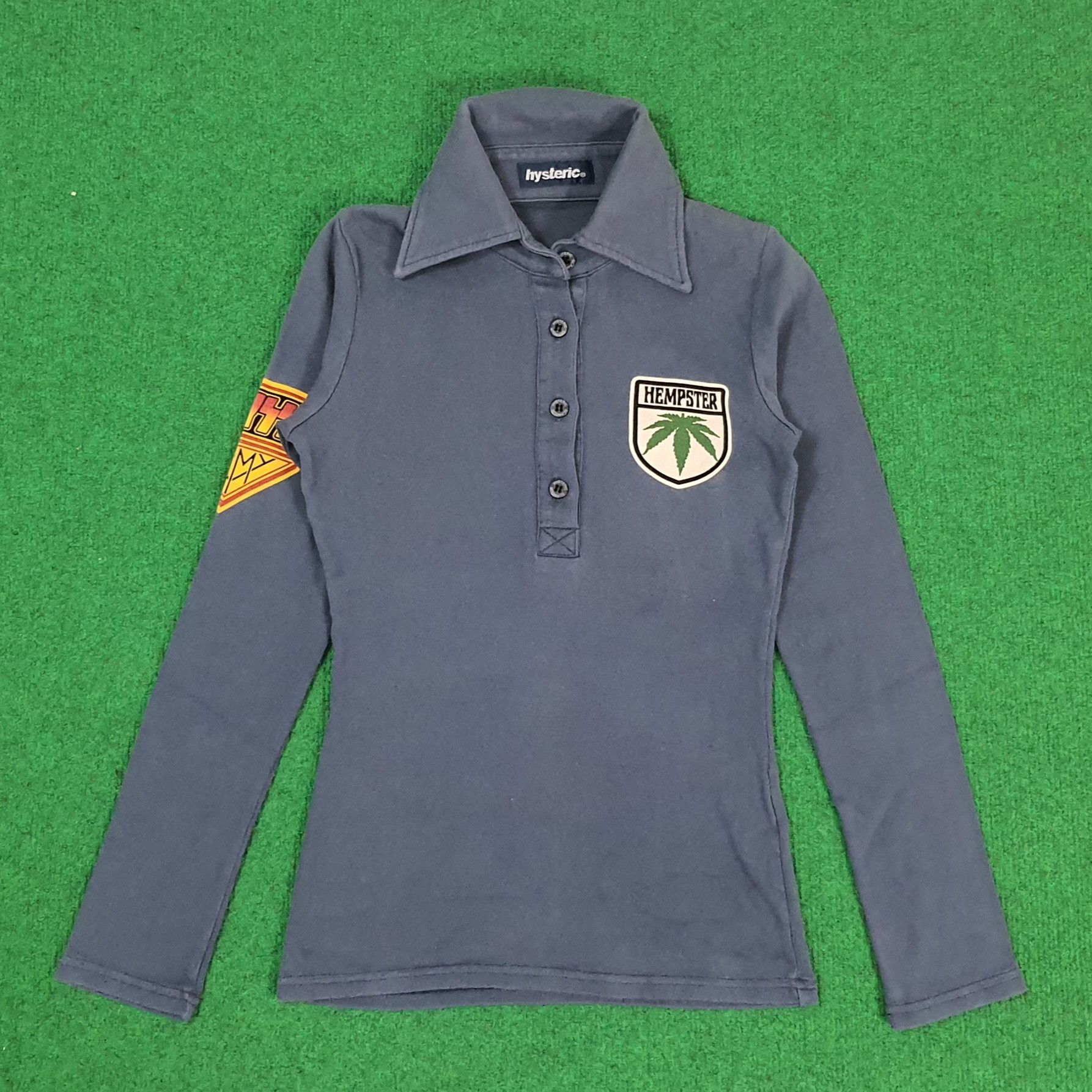 Hysteric Glamour × Japanese Brand × Vintage Vintage Hysteric Glamour Hyss Army Long Sleeve Polo Shirt Size XXS / US 00 / IT 34 - 1 Thumbnail