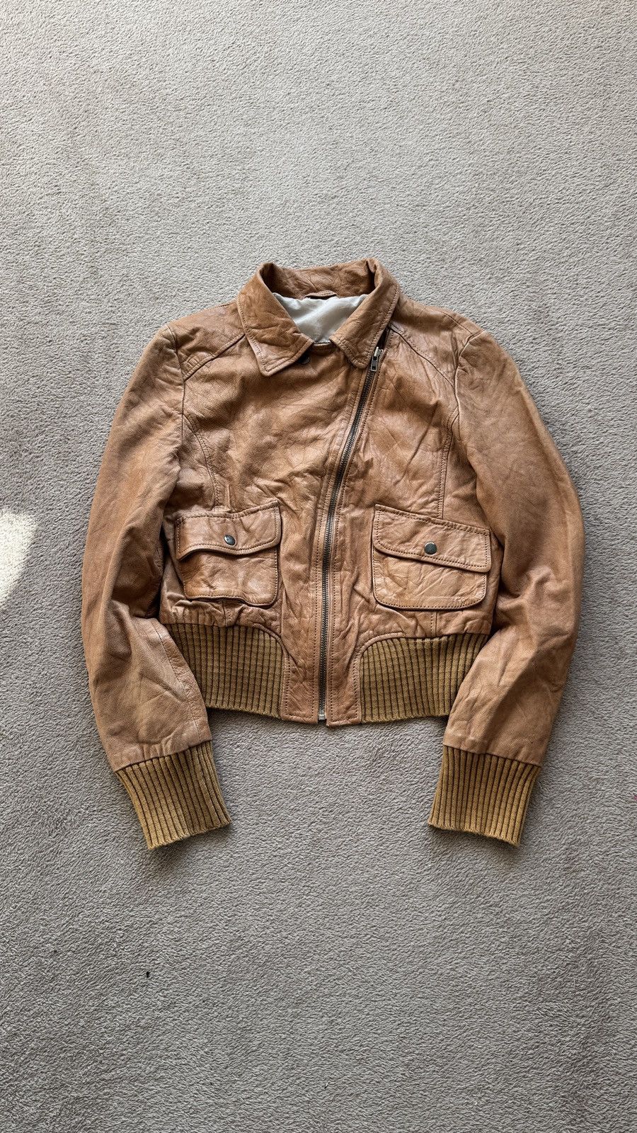 Genuine Leather Y2K Vintage Moto Biker Leather Jacket Gucci Miu Miu style Size XL / US 12-14 / IT 48-50 - 1 Thumbnail