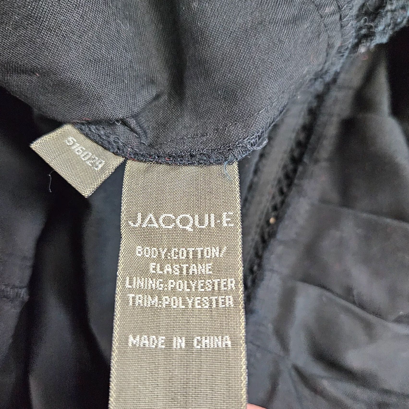 Vintage Jacqui E Womens Dress Solid Black Sleeveless V-Neck Cotton Blend Zip Size 12 Knee Length Sheath Womens Size XL / US 12-14 / IT 48-50 - 5 Thumbnail