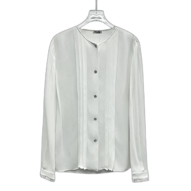 Miu Miu MiuMiu White Long Sleeve Button-Up Shirt Size US M / EU 48-50 / 2 - 1 Thumbnail